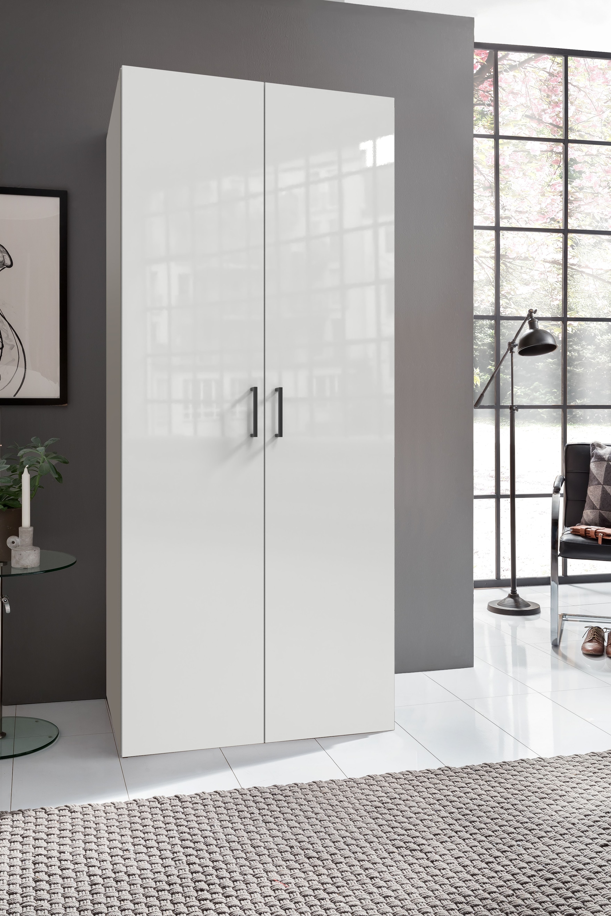 Wimex Kleiderschrank »Mugano,in 8 Breiten,3 Höhen,2 Tiefen, viele Farben, Made in Germany«, (in Basic oder Premium Ausstattung mit 2 weiteren Einlegeböden), mit langen oder kurzen Griffen aus Metall, mit oder ohne Spiegel