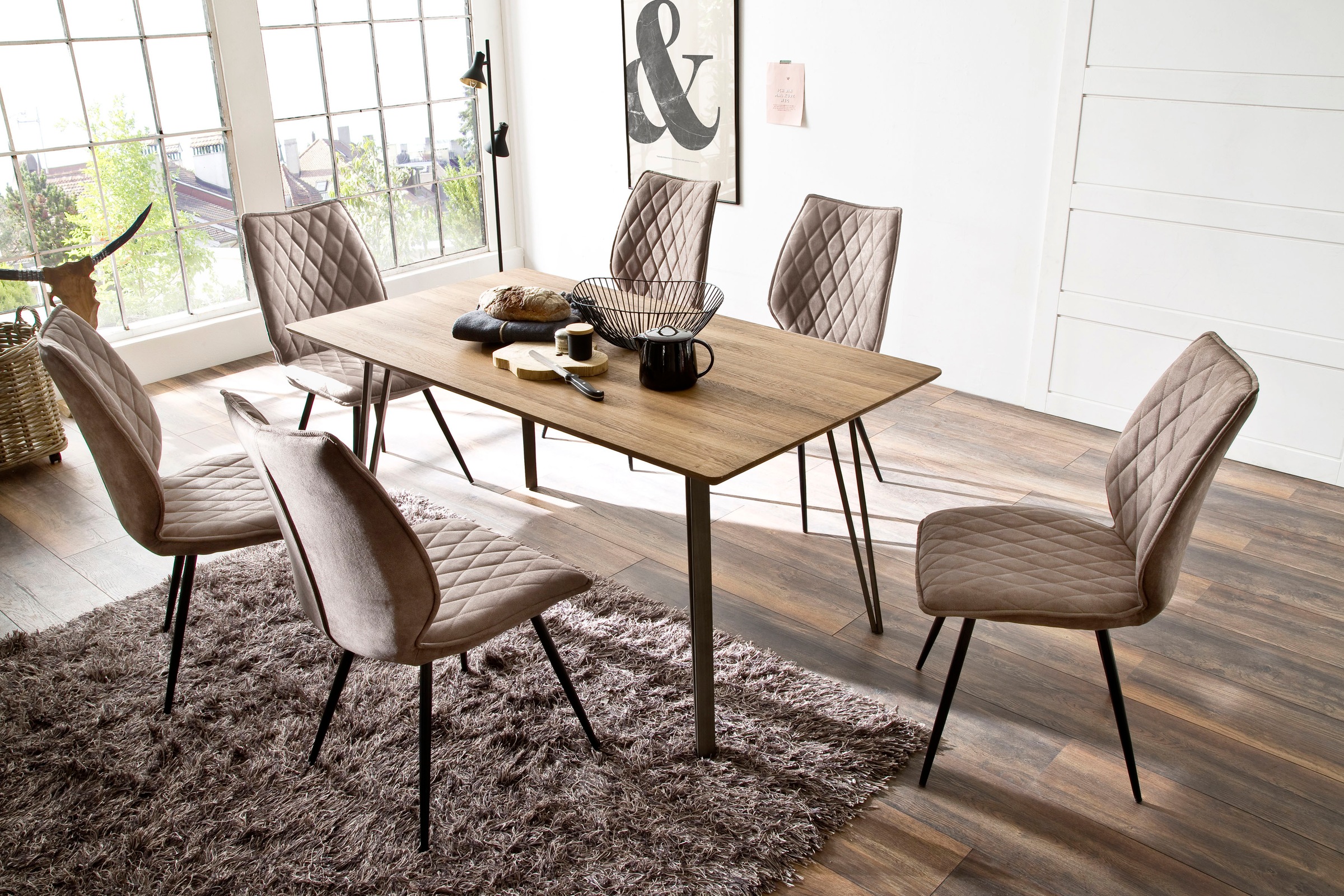 MCA furniture 4-Fußstuhl »Navarra«, 2 St., 2-er Set mit Stoffbezug, belastb günstig online kaufen