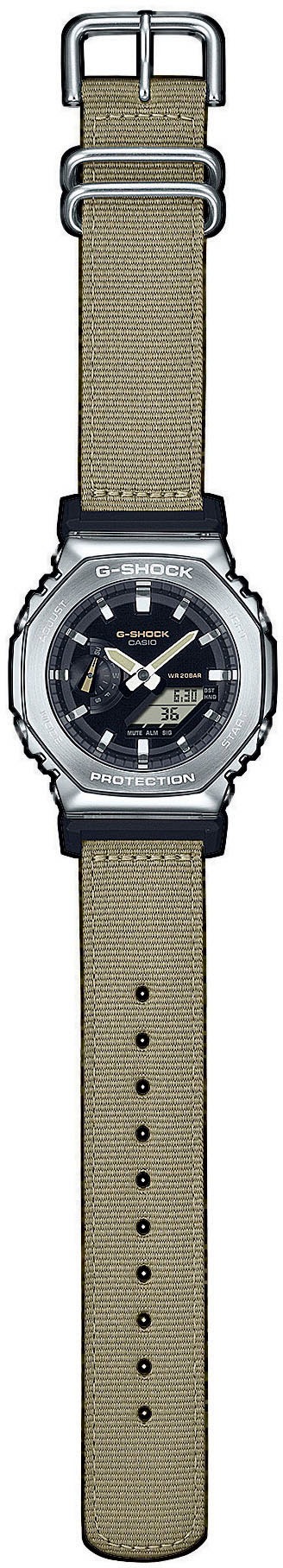 CASIO G-SHOCK Chronograph, Quarzuhr,Armbanduhr,Herrenuhr,digital, bis 20bar wasserd.Textilarmband