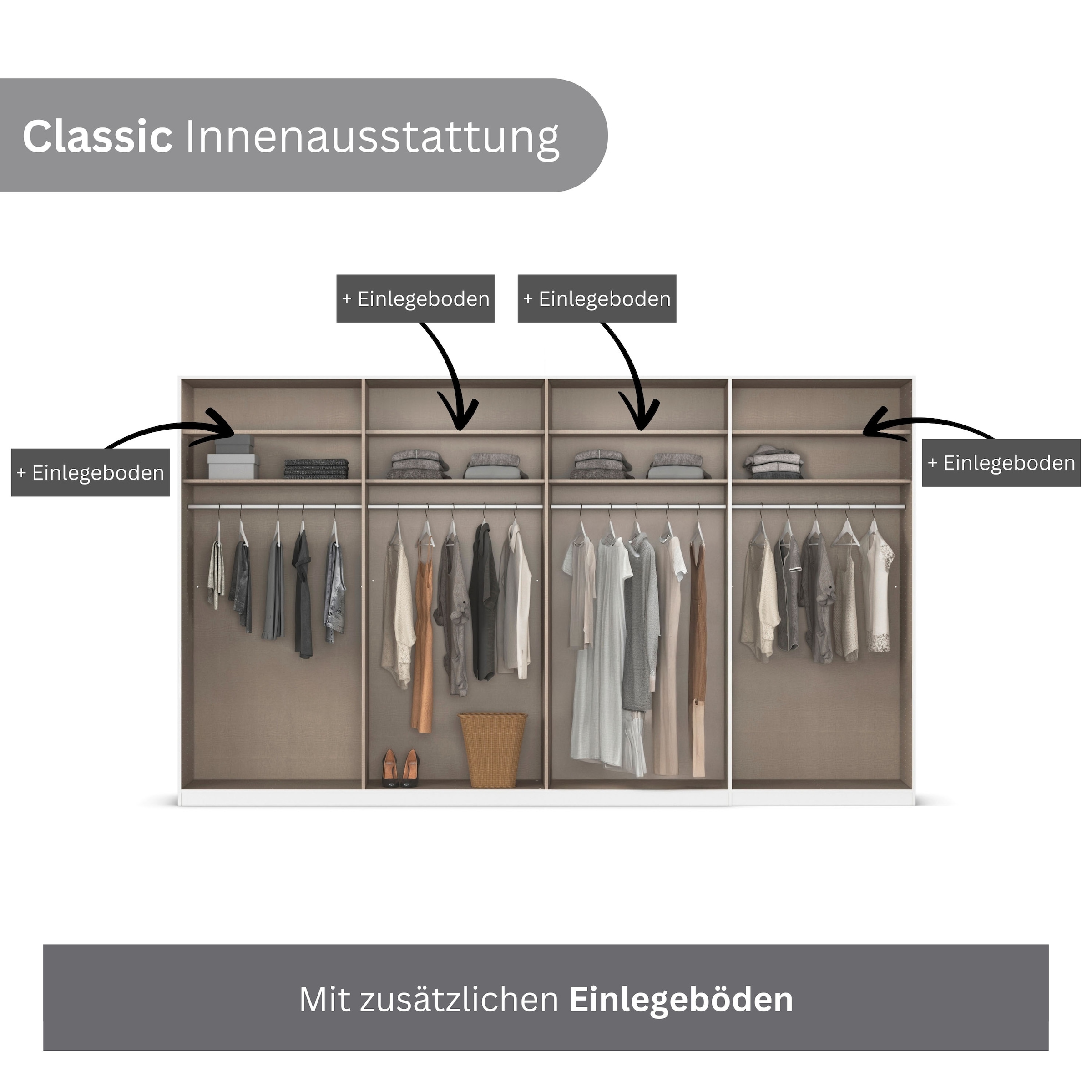 rauch Kleiderschrank »Drehtürenschrank Schrank Garderobe Wäscheschrank Schlafzimmer AVOLA«, (in 3 verschiedenen Ausstattungen BASIC/CLASSIC/PREMIUM), mit hochwertigen Stangengriffen in Schwarz aus Metall MADE IN GERMANY