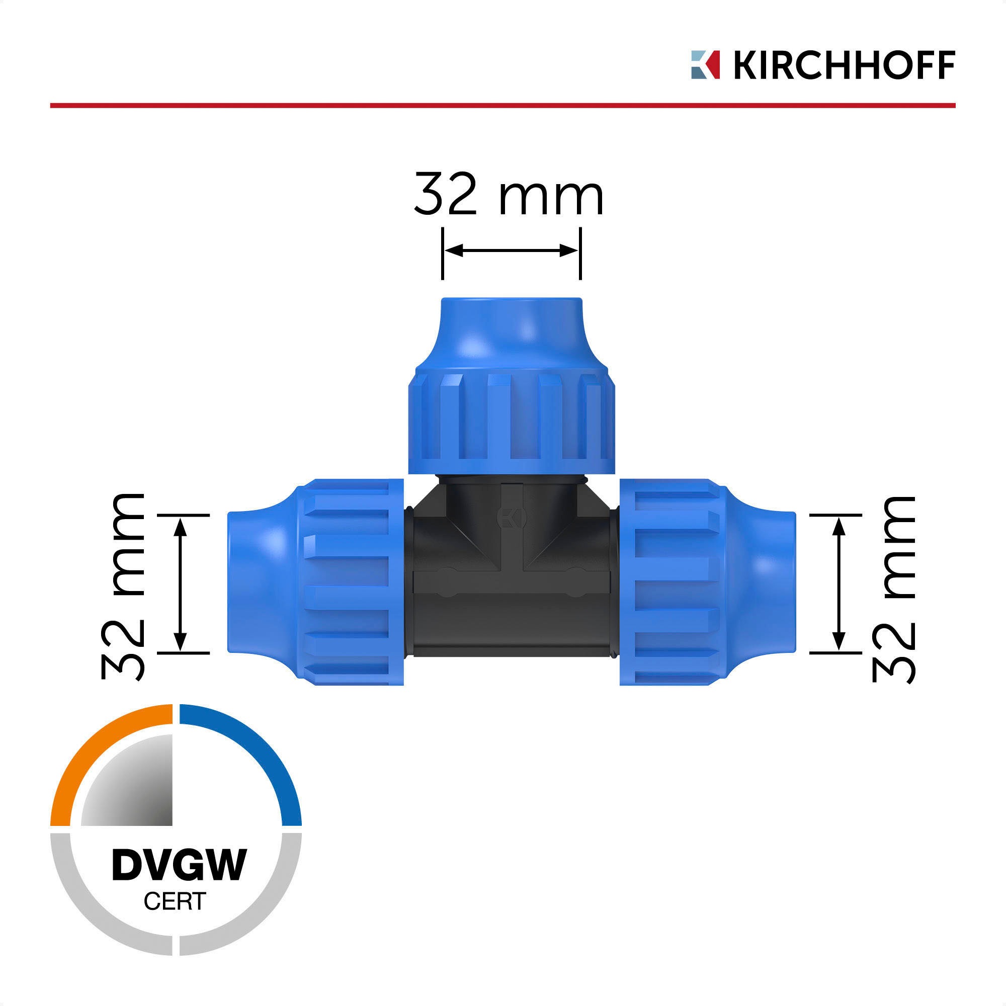 Kirchhoff T-Stück, für HDPE Rohr, 32 mm