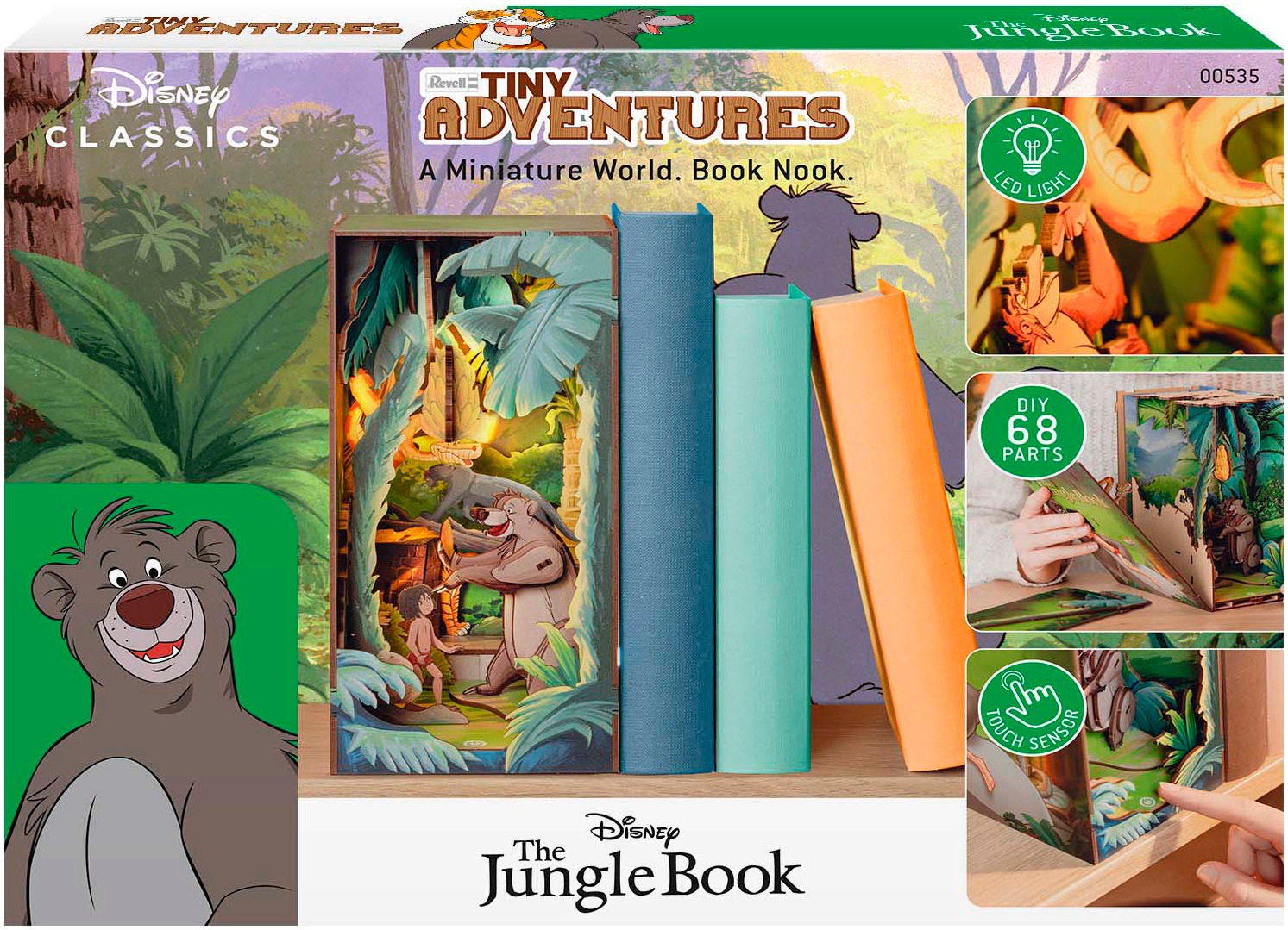 Revell® 3D-Puzzle »Book Nook, Tiny Adventures Disney Das Dschungelbuch«, Buchstütze; mit LED-Beleuchtung