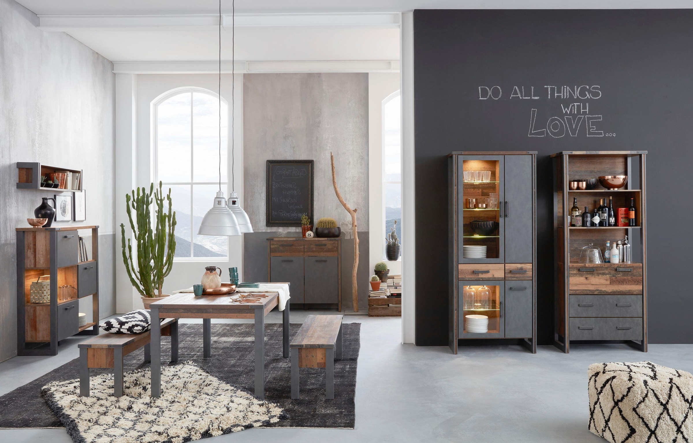 Home affaire Regal »Bristol«, Standregal im Industrial Style mit 3 offenen und geschlossenen Fächern