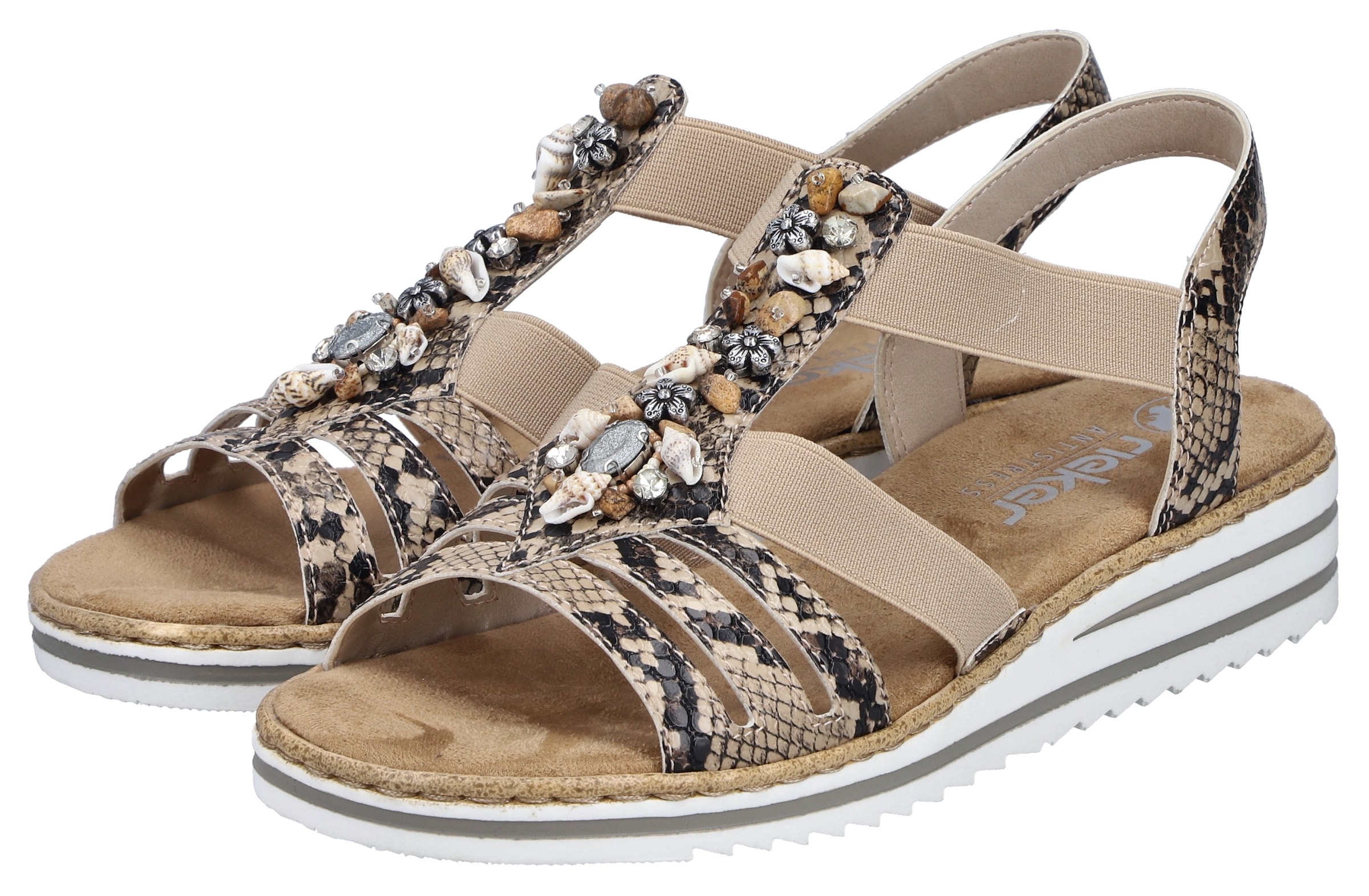 Rieker Riemchensandale  Sommerschuh, Sandalette, Keilabsatz, mit sommerlicher Verzierung