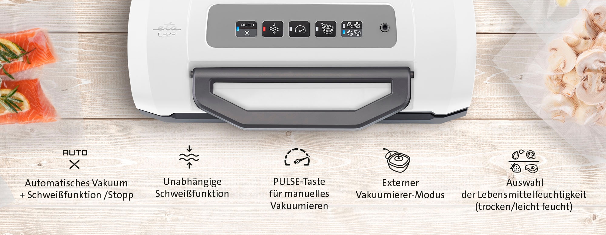 eta Vakuumierer »Caza Pro, ETA576290000«, -0,8 Bar, 16 l/min, feste Schweißnahtbreite 2,5 mm, über 100 Zyklen