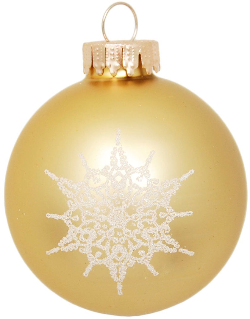 Krebs Glas Lauscha Weihnachtsbaumkugel »Schneeflocke goldfarben«, (Set, 16 St.), Weihnachtsdeko, Christbaumschmuck, Christbaumkugeln aus Glas
