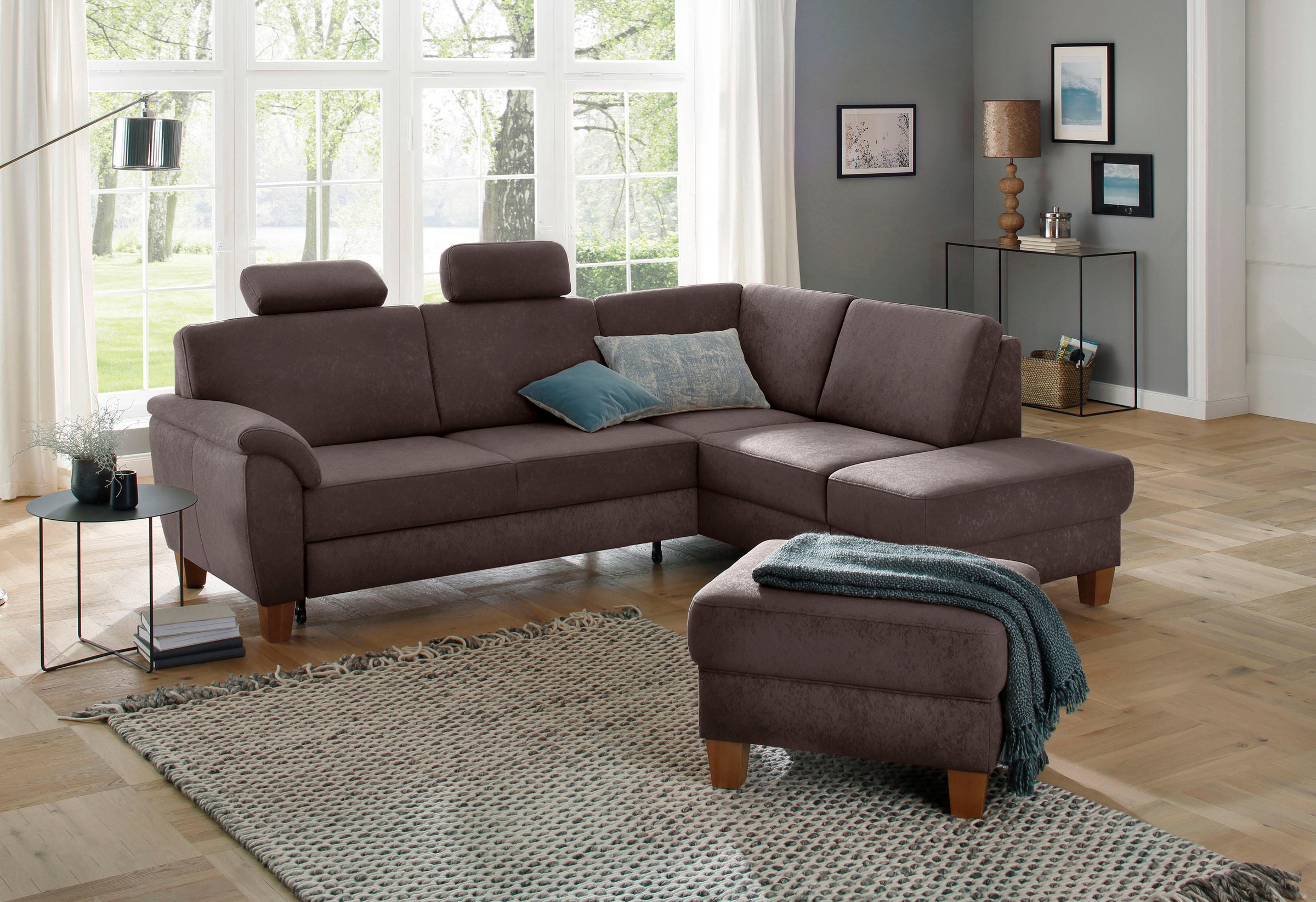 Home affaire Ecksofa »Alta L-Form« mit Federkern und Kontrastnaht, Füße Buc günstig online kaufen