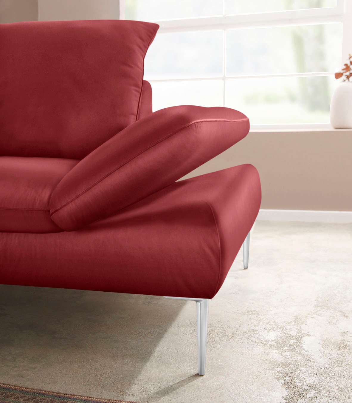 W.SCHILLIG Ecksofa »enjoy&MORE, Designsofa, elegant und bequem, L-Form«, mit Sitztiefenverstellung, Füße Chrom glänzend, Breite 294 cm