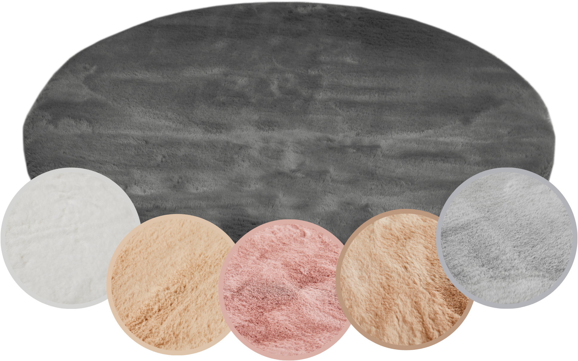 my home Hochflor-Teppich "Lugano" rund 30 mm Höhe Kunstfell, Uni Farben, se günstig online kaufen