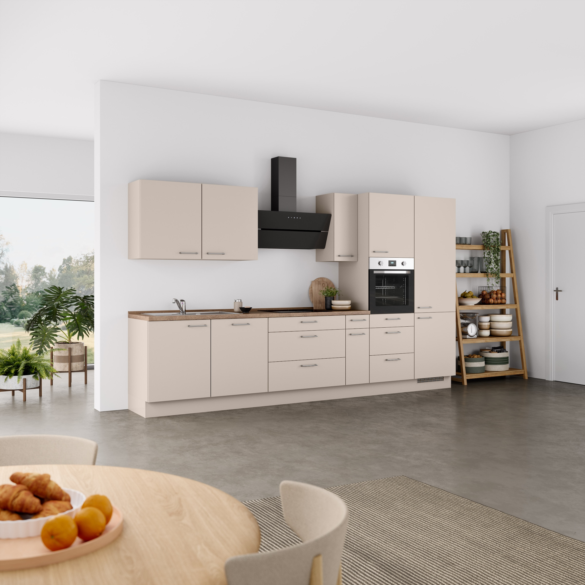 nobilia® Küchenzeile »"Laser II"«, vormontiert, Ausrichtung wählbar, Breite 360 cm, wahlw. mit E-Geräten