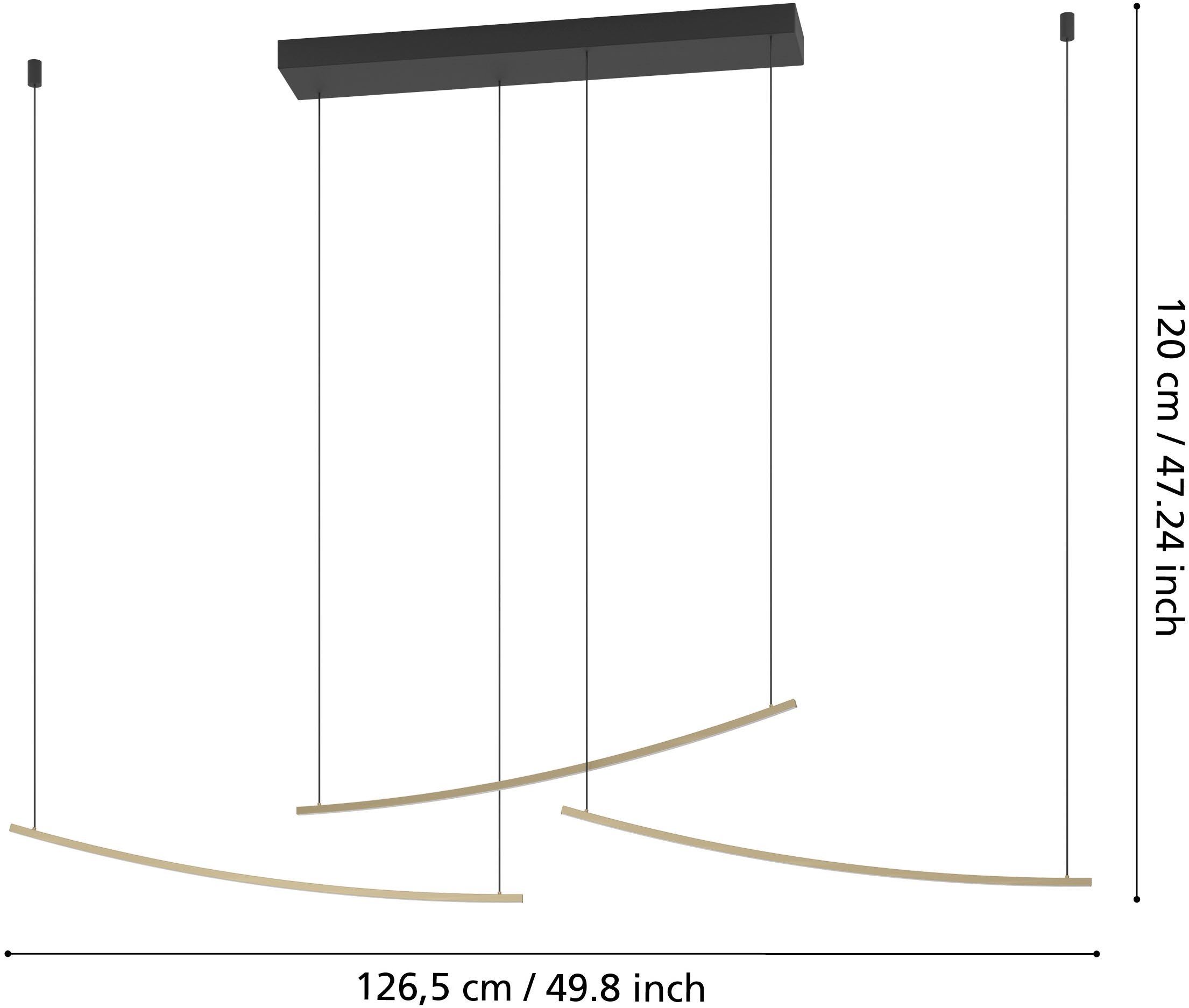 EGLO Hängeleuchte »VILLEGGI Pendellampe - Alu, Stahl - LED - 22W - IP20« LED-Modul 1 Stk. Kaltweiß | Neutralweiß | Warmweiß Hängelampe, Deckenlampe, Wohnzimmer, Esszimmer, L122 x B10 x H120 cm