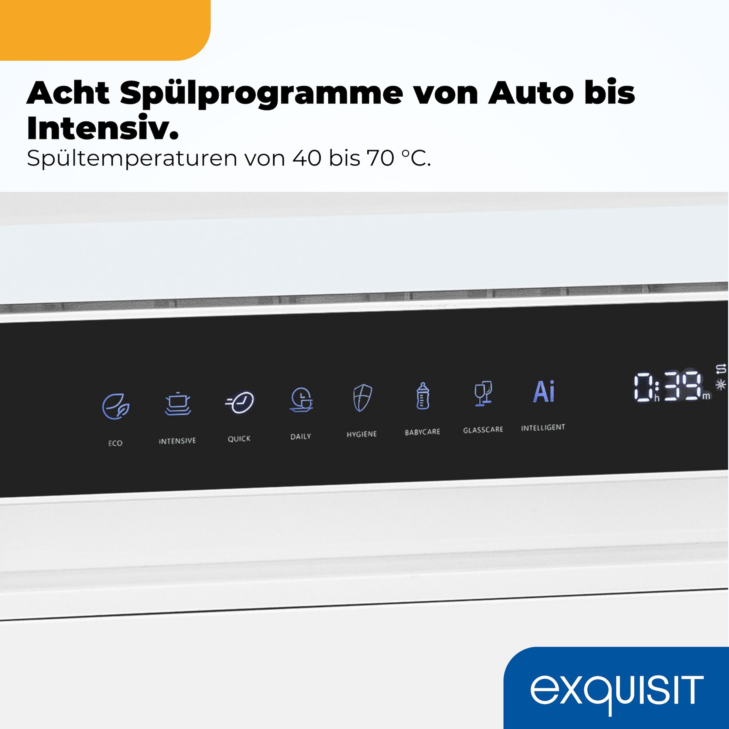exquisit Standgeschirrspüler 9616 »GSP9616-450B weiss« 10,9 l 16 tlg. Maßgedecke 16 Maßgedecke & flüsterleise 44 dB – stark und angenehm ruhig