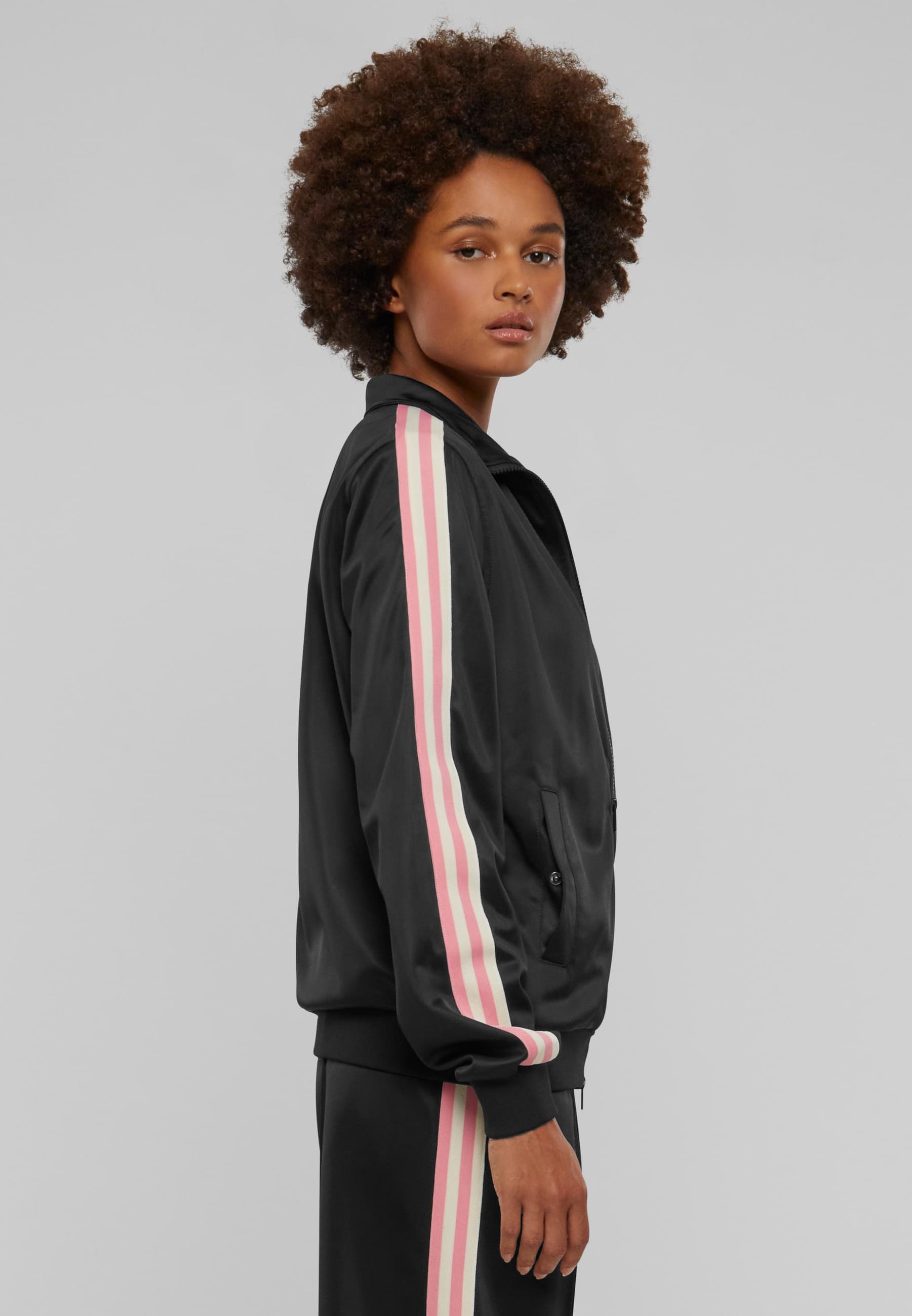 URBAN CLASSICS Trainingsjacke »Urban Classics Damen Ladies Retro Track Jacket« 1 Stk. tlg. ohne Kapuze