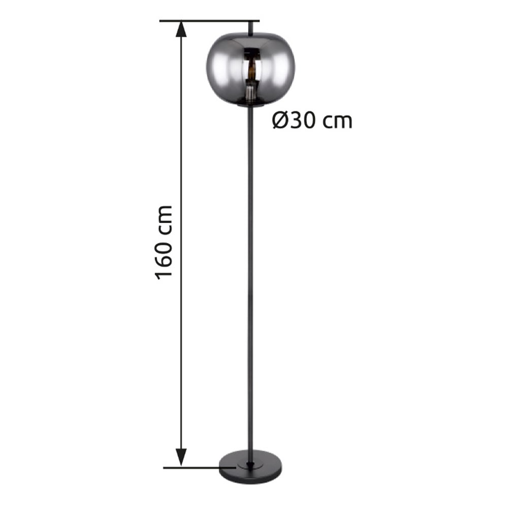 GLOBO LIGHTING Stehlampe »BLACKY« E27 1 Stk. Stehleuchte Schwarz, Glas, Fußtritt, E27