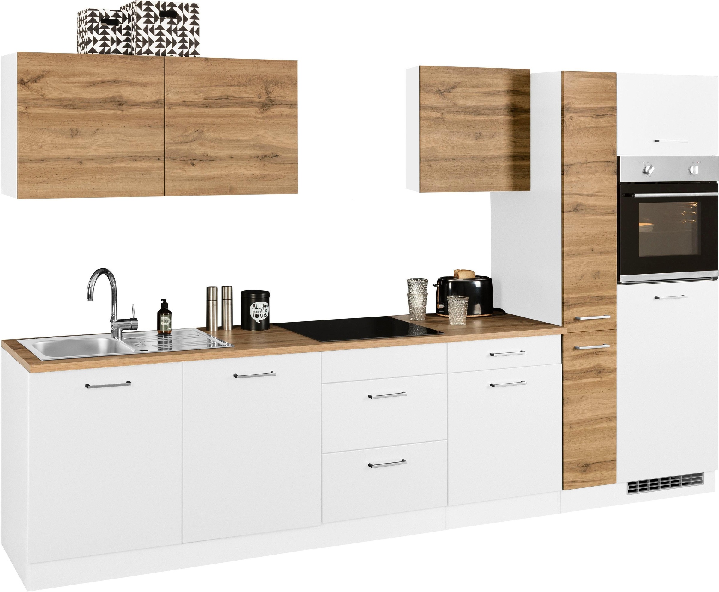 KOCHSTATION Küchenzeile »KS-Kehl«, ohne E-Geräte, Breite 330 cm, für Kühlschrank