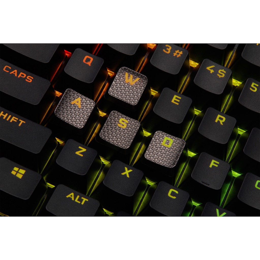 Corsair Gaming-Tastatur »K100 CORSAIR OPX«, (Handgelenkauflage-USB-Anschluss-Lautstärkeregler-Makro-Tasten-ausklappbare Füße-Ziffernblock)