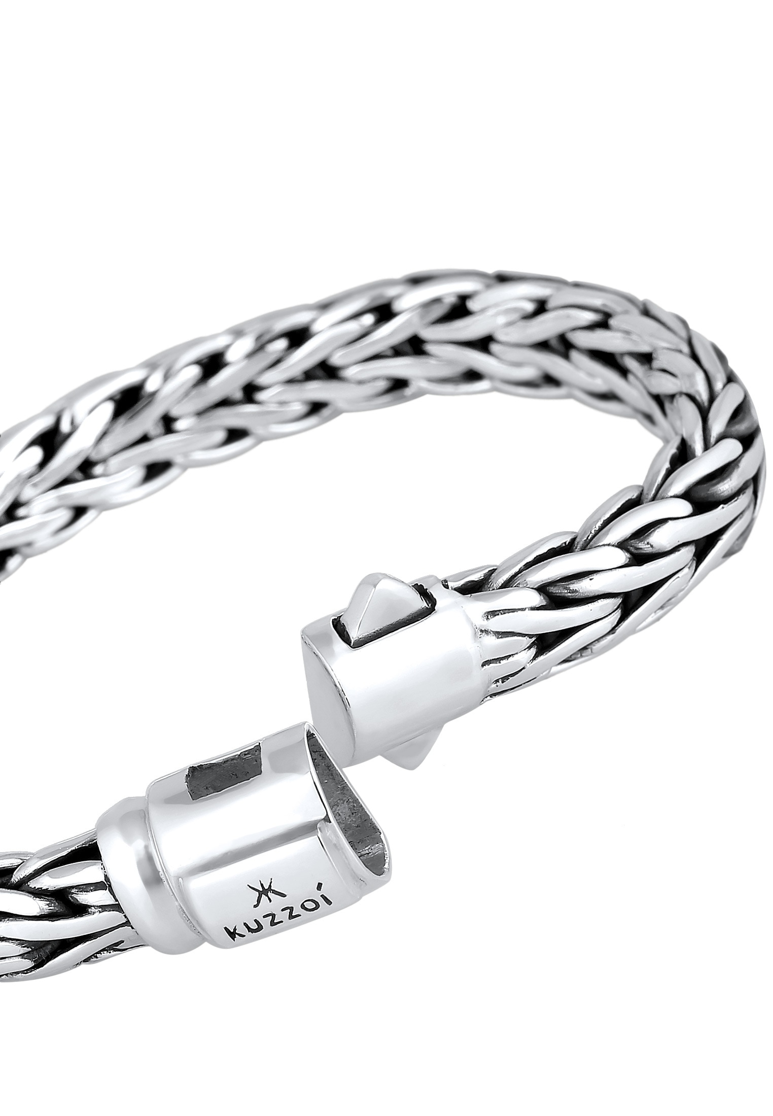 Kuzzoi Armband »Gliederarmband Zopfmuster Unisex 925er Silber«