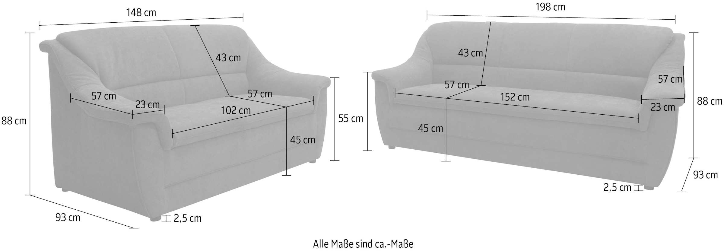 DOMO collection Polstergarnitur »Lale«, (Set, 2 tlg.)