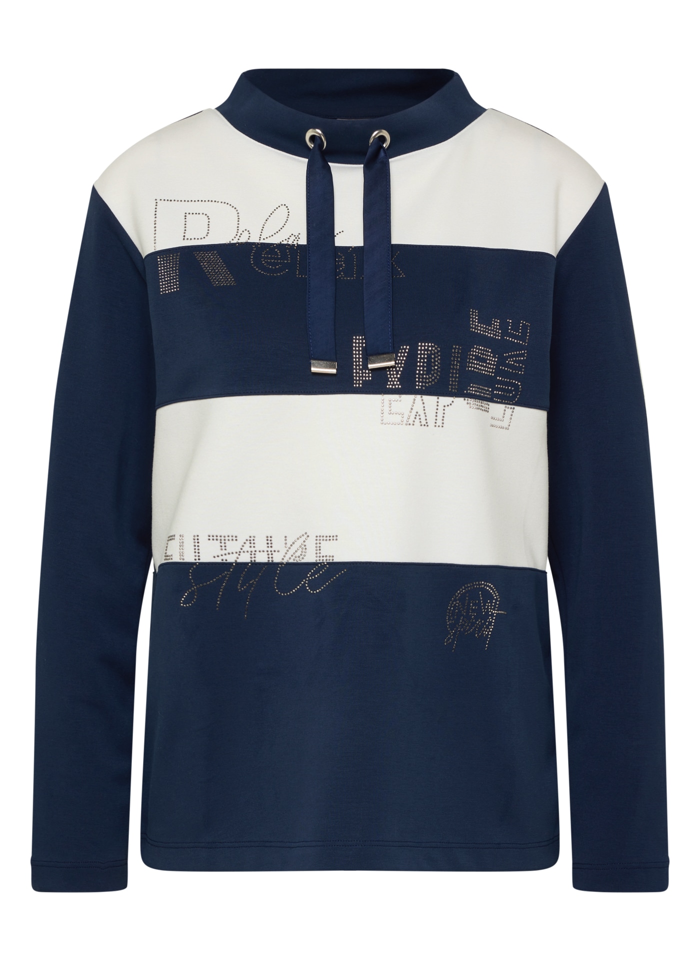 Rabe Langarmshirt in Colorblocking-Optik und mit Glitzersteinen