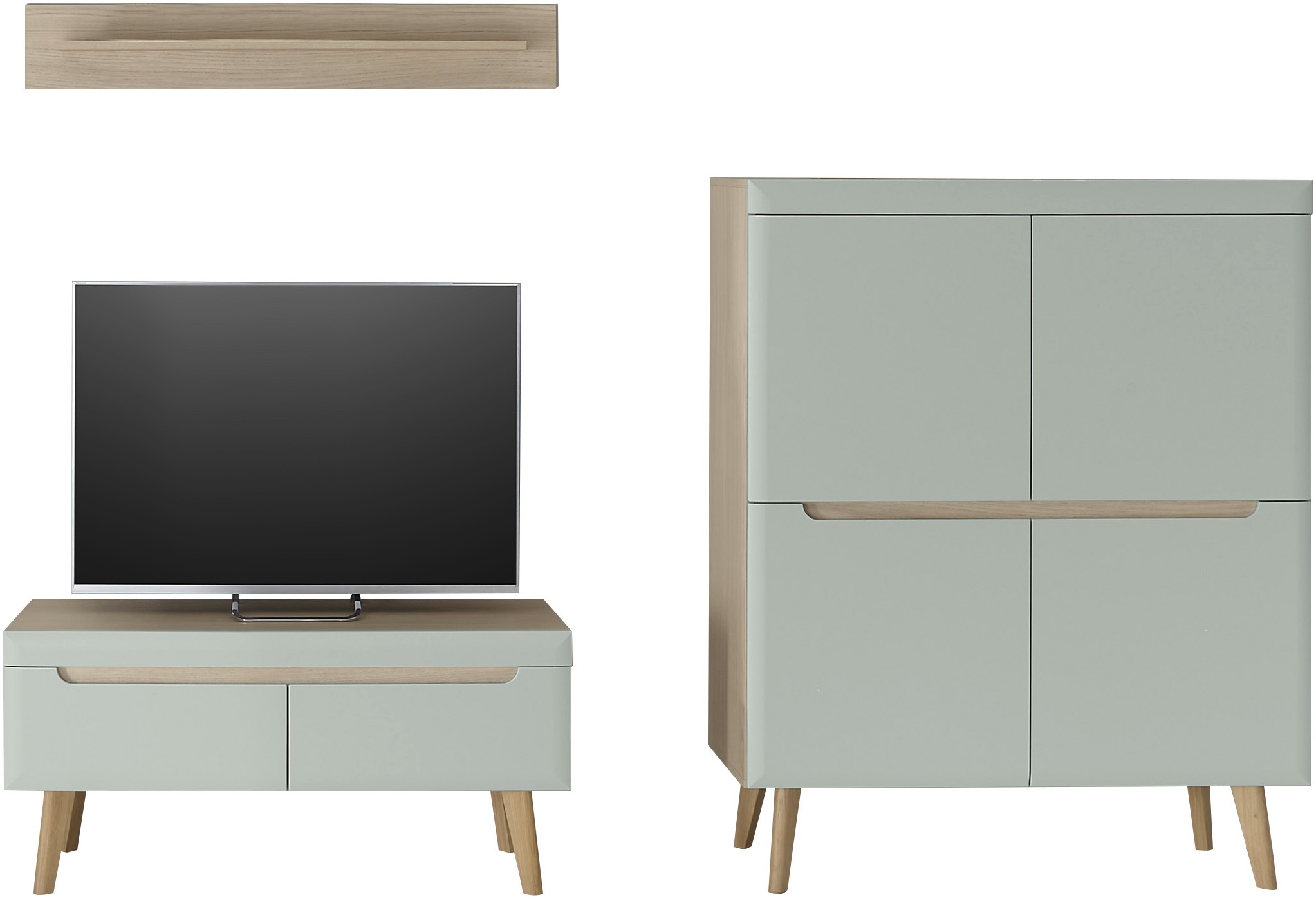 INOSIGN Wohnwand »Torge, Anbauwand, Schrankwand, Mediawand, Wohnzimmer-Set«, (3 St.), enthält 1 Lowboard, 1 Highboard, 1 Wandboard, 234 cm breit
