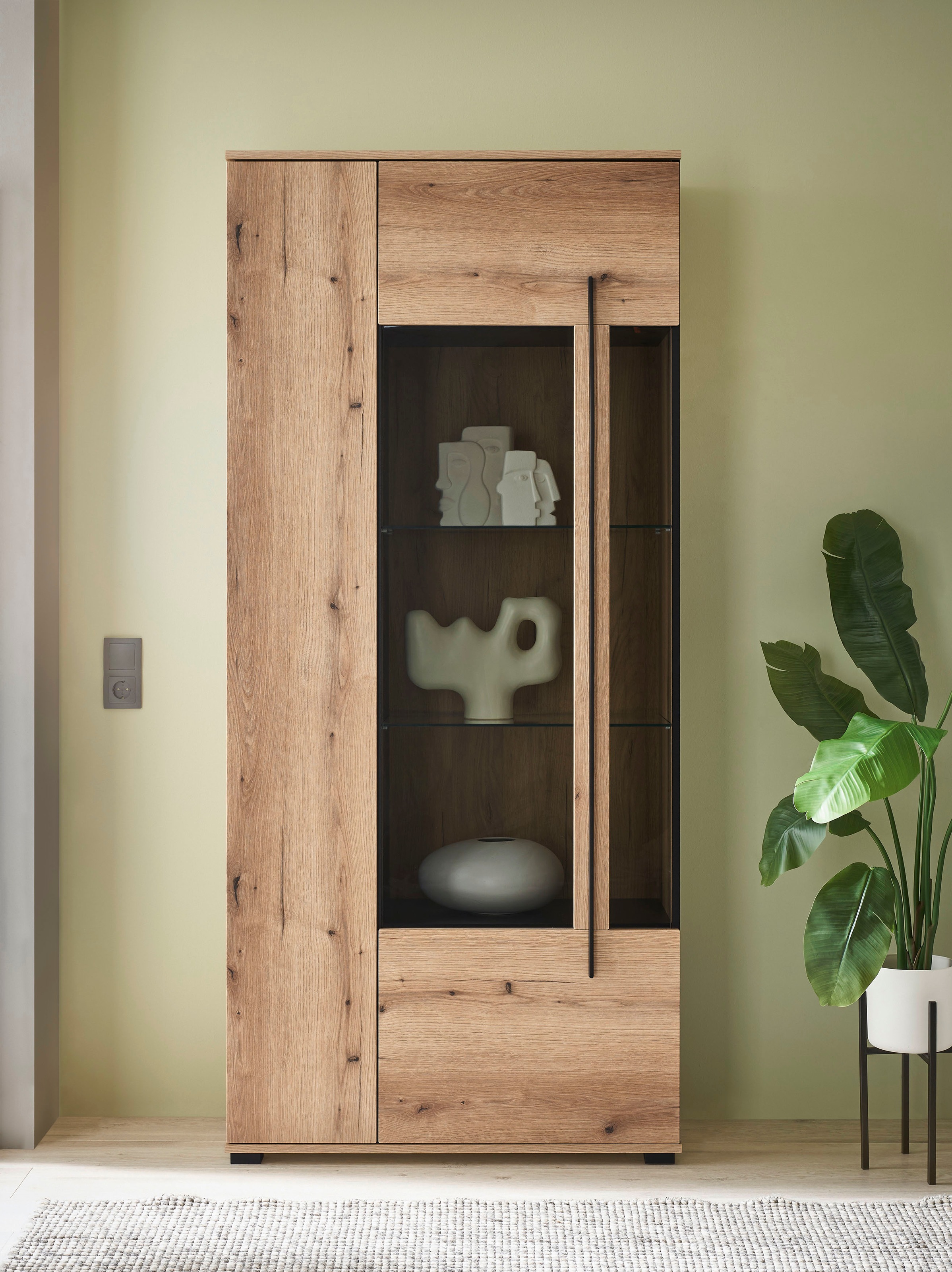 INOSIGN Vitrine »Cantara, Vitrinenschrank in Eiche Evoke oder weiß, Standvi günstig online kaufen