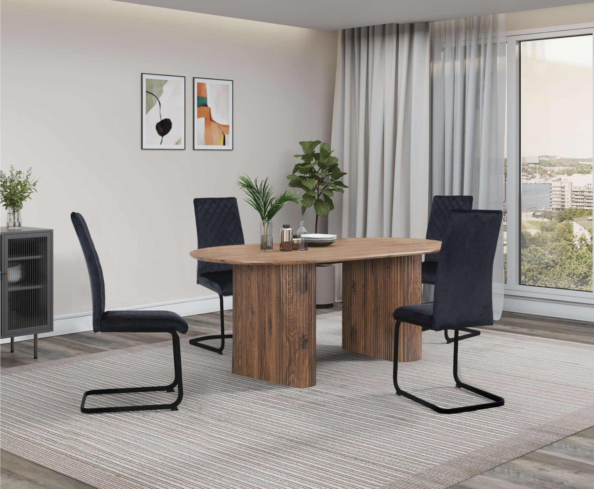 OTTO home Esstisch »Bostonia«, ovaler Esstisch, Beine mit Rillenstruktur, p günstig online kaufen