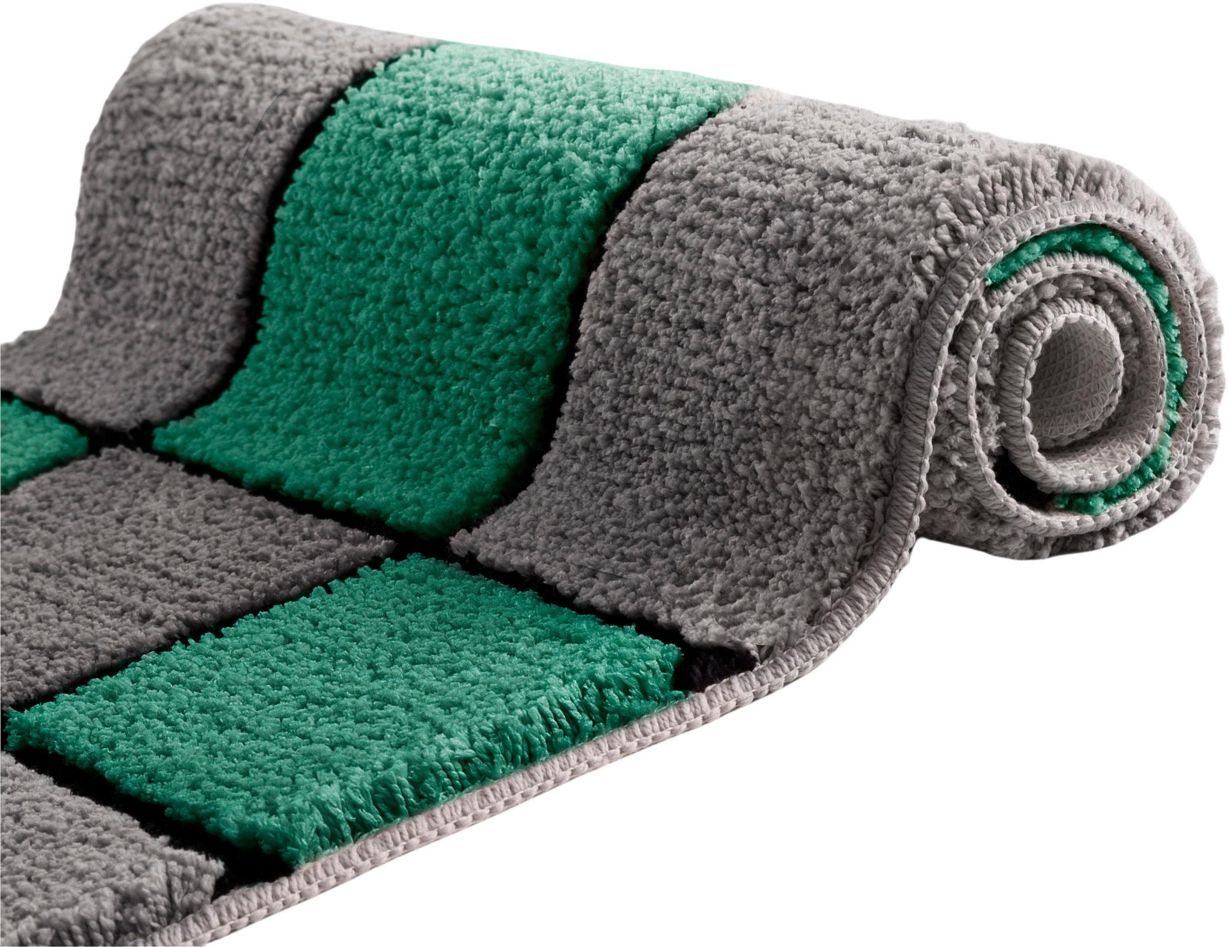 my home Badematte »Melli«, rutschhemmend beschichtet, fußbodenheizungsgeeignet, Badteppich, mit Muster, karierte Badematte