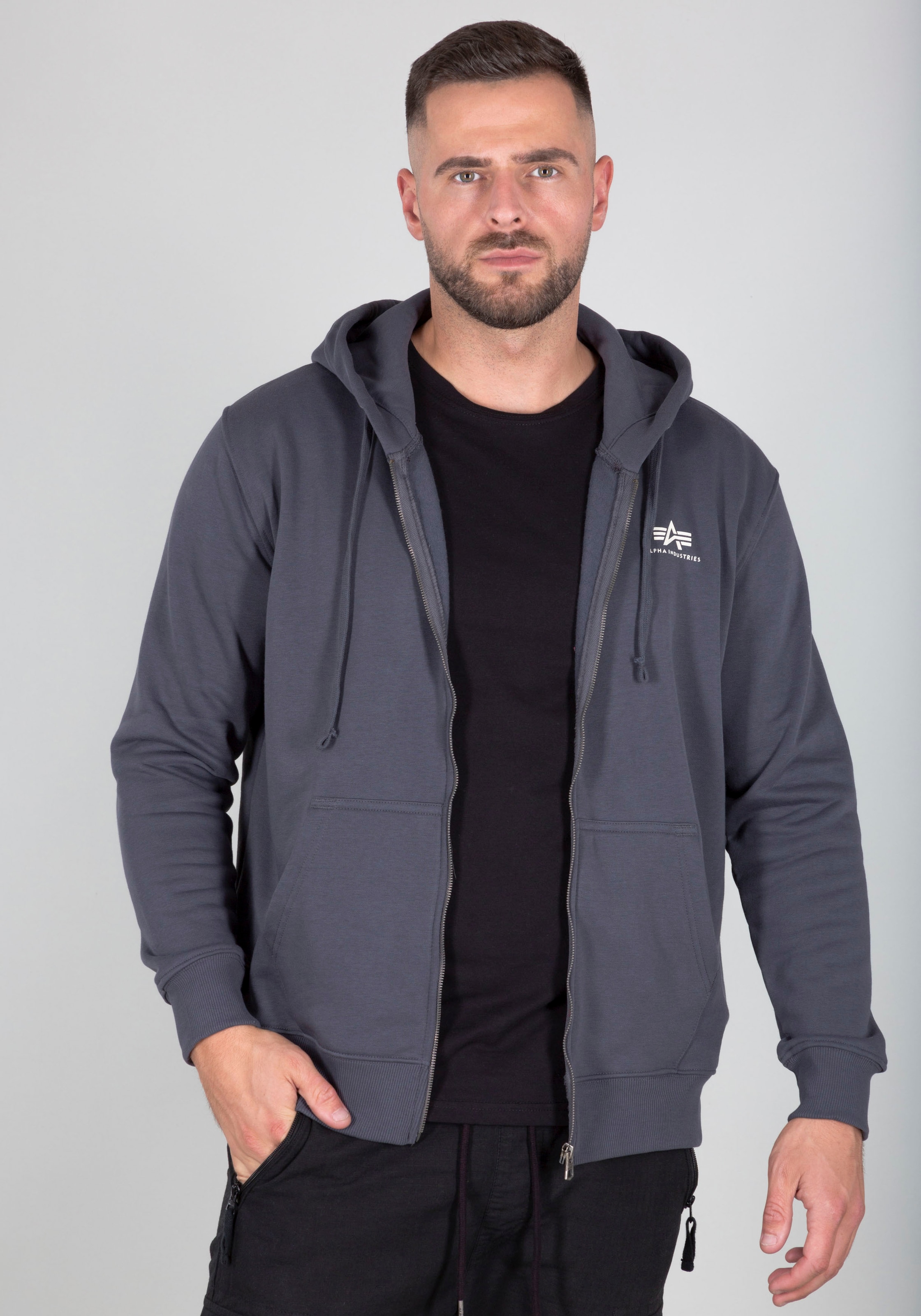 Alpha Industries Kapuzensweatjacke »Basic Zip Hoody SL« Baumwollmischung, regular fit