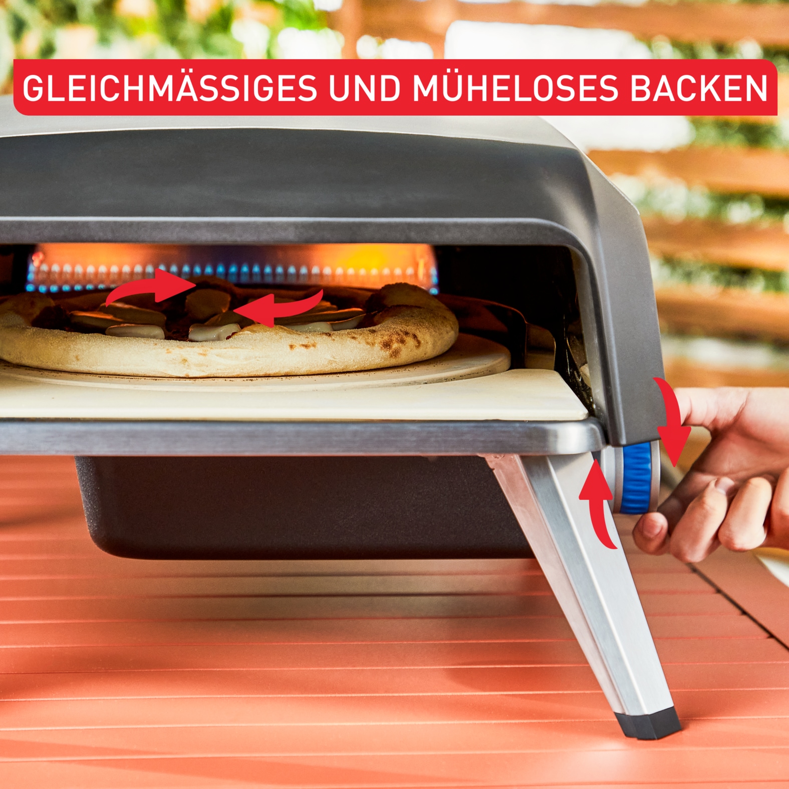 Tefal Pizzaofen »Pizza Pronto, kompakter Gaspizzaofen für Zuhause, schnelles Vorheizen«, 360° drehender Pizzastein, bis zu 400 °C, inkl. Pizzaschaufel, JM4130