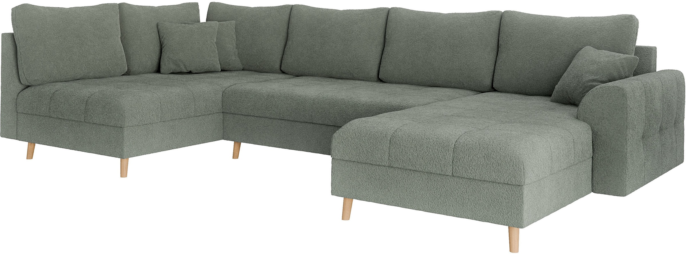 Home affaire Wohnlandschaft »CHARRE U-Form mit Ottomane, Maße B/T/H: 310/161/81 cm«, feine Steppung, lose Rücken- und Zierkissen, auch in Cord und Bouclé