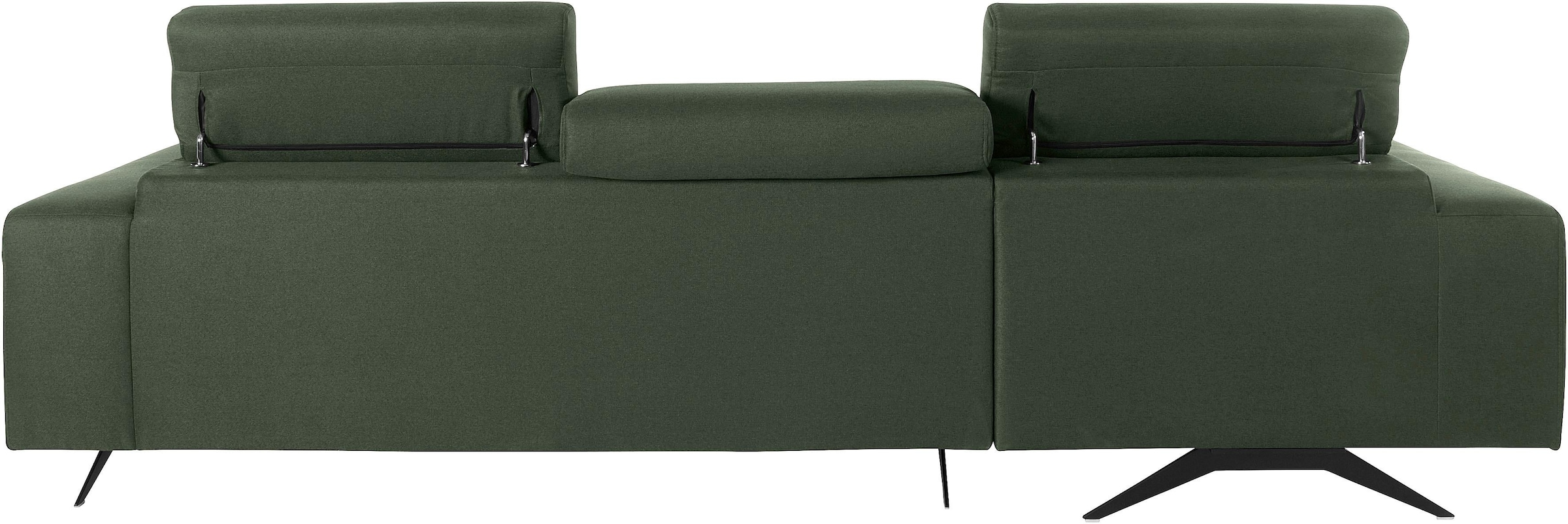 DOMO collection Ecksofa »Trento L-Form, mit Kufenfuß oder Einzelfuß«, wahlweise mit Kopfteilverstellung, Recamiere links/rechts bestellbar
