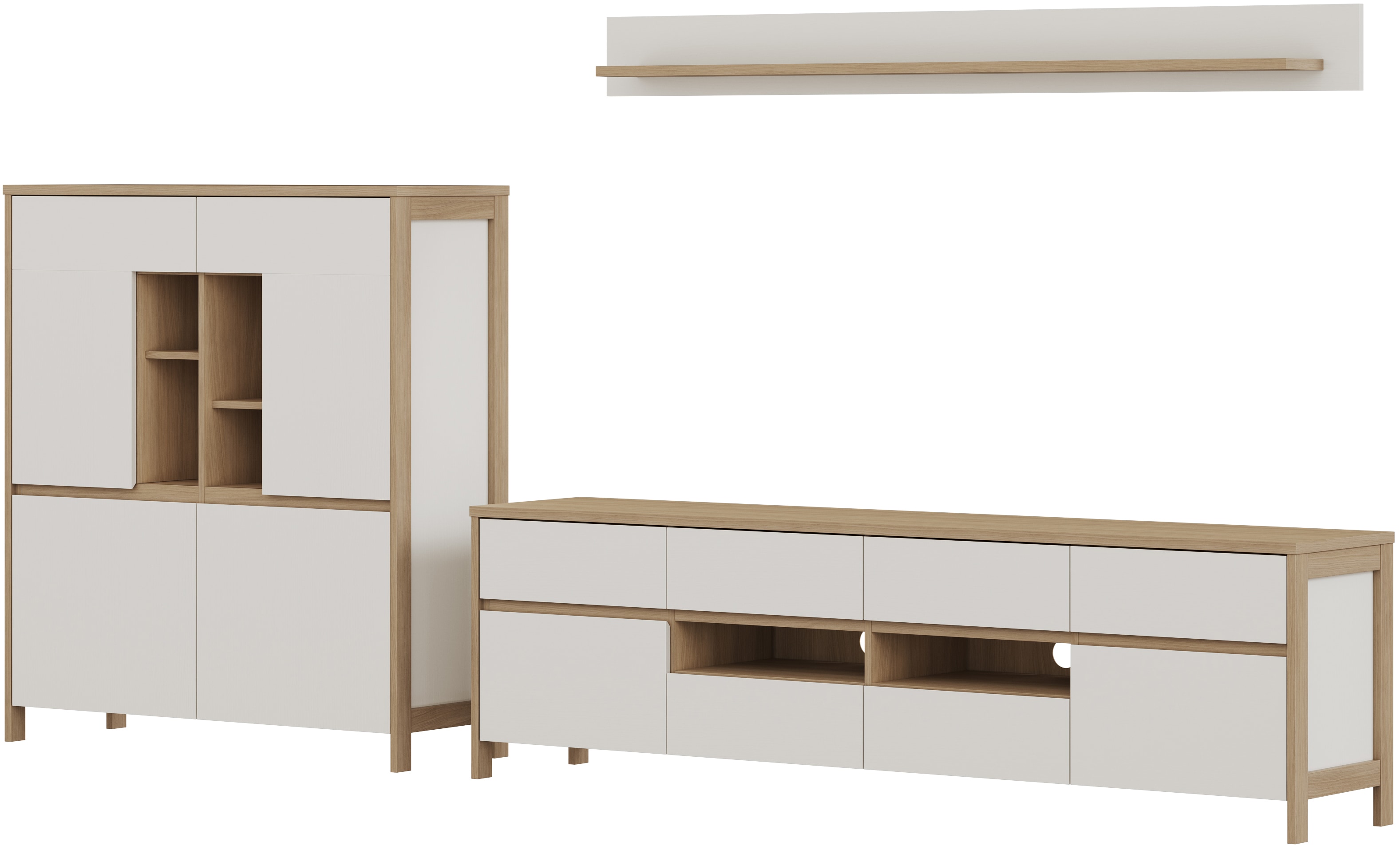 Home affaire Wohnwand »Stranda, moderne Anbauwand, Komplettset im Scandi-St günstig online kaufen