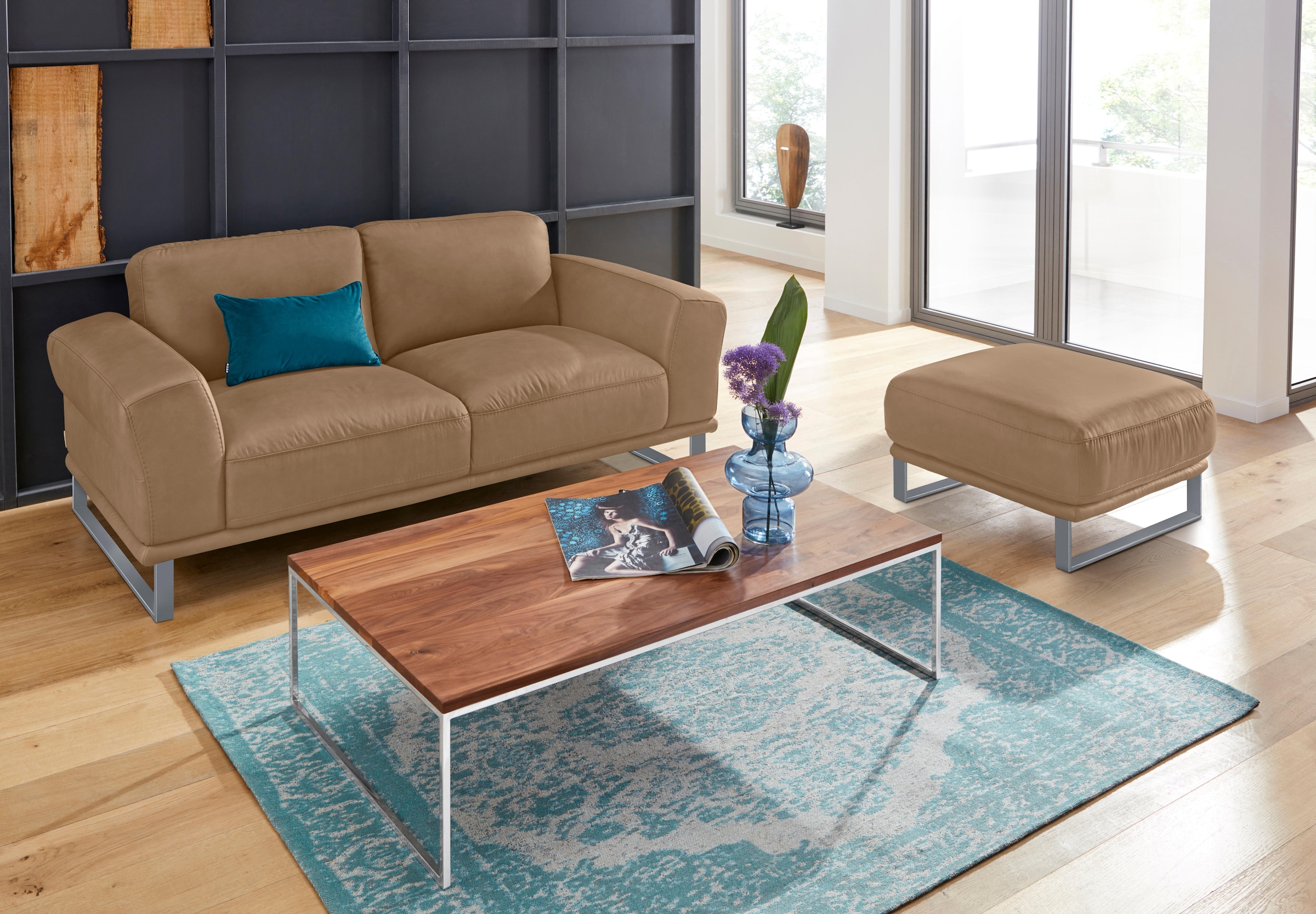 W.SCHILLIG Hocker »montanaa«, mit Metallkufen in Bronze pulverbeschichtet, Breite 71 cm