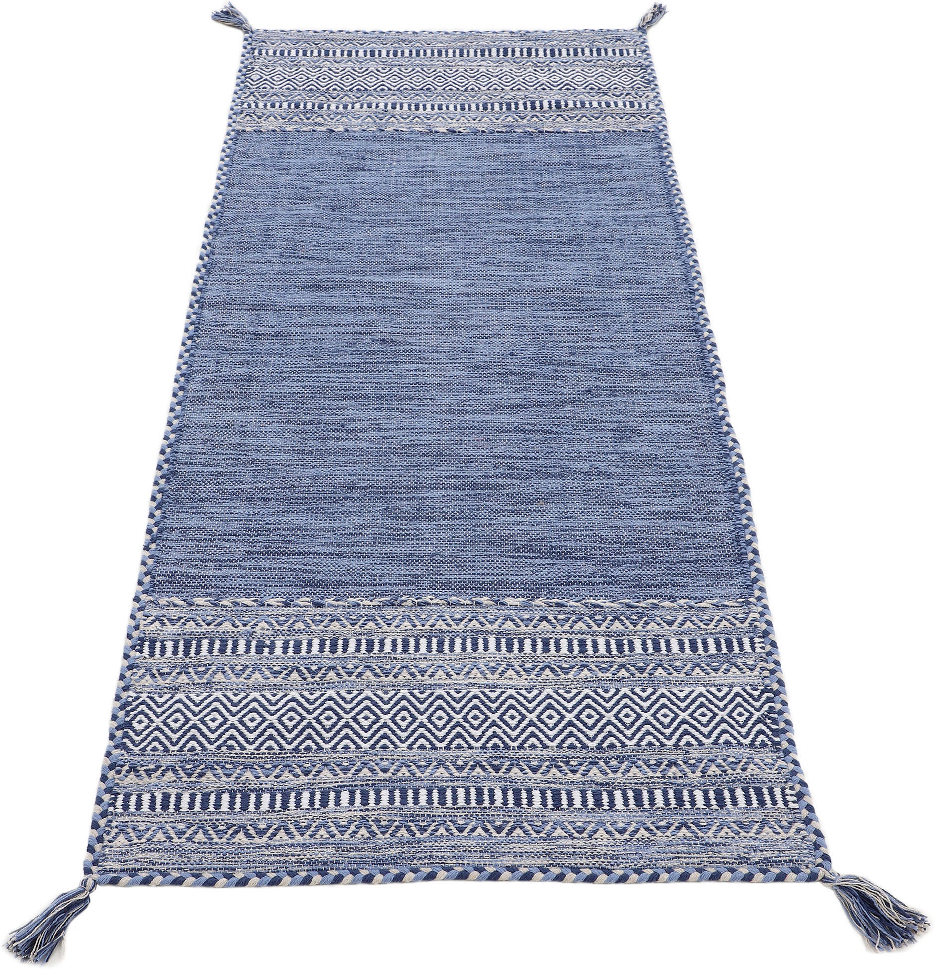 carpetfine Läufer »Kelim Azizi«, rechteckig, 5 mm Höhe, Baumwolle, Wendeteppich mit Fransen, Wohnzimmer