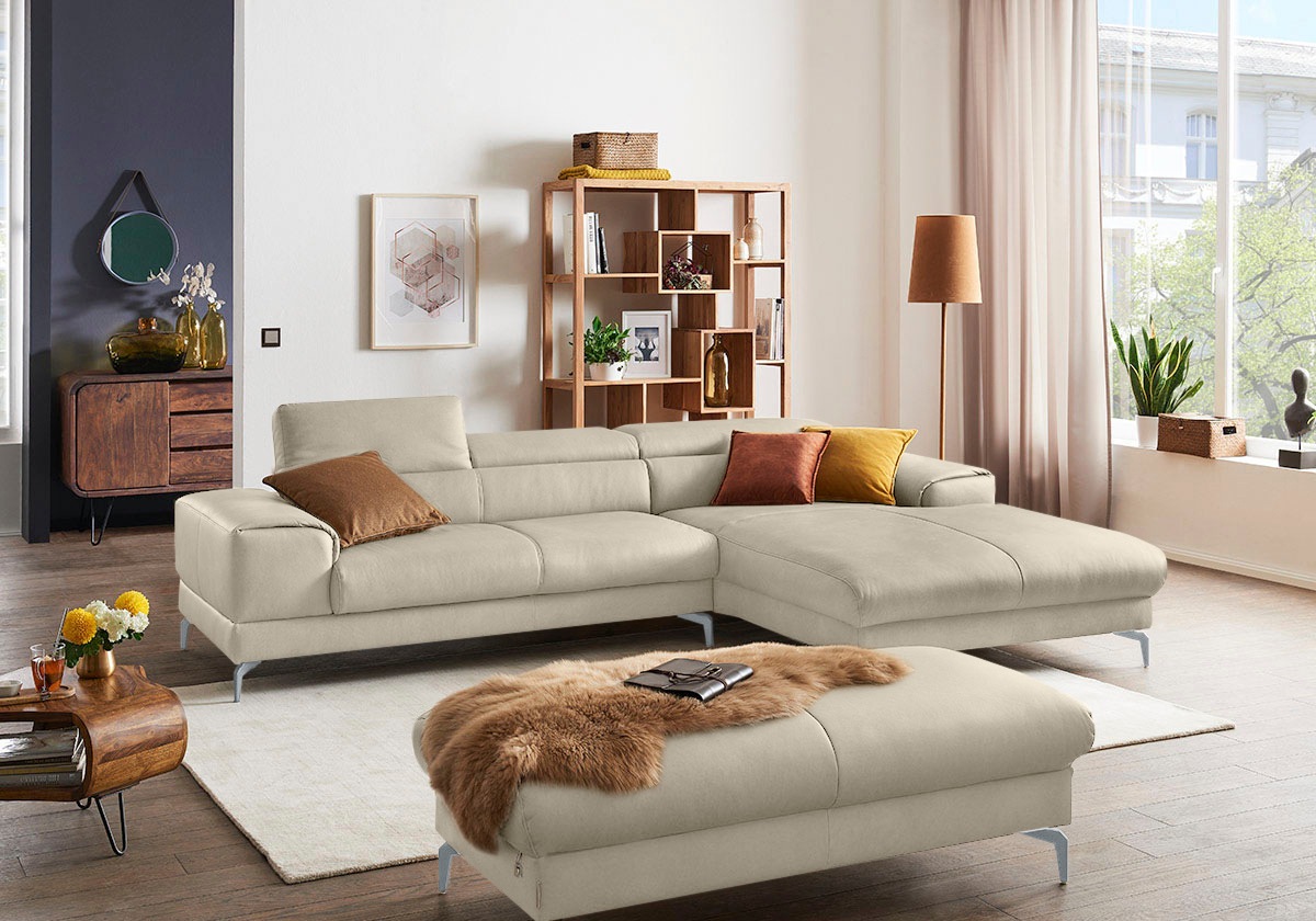 W.SCHILLIG Polsterhocker »piedroo, Designsofa mit tollem Sitzkomfort, bequem, L-Form«, Füße in Silber matt