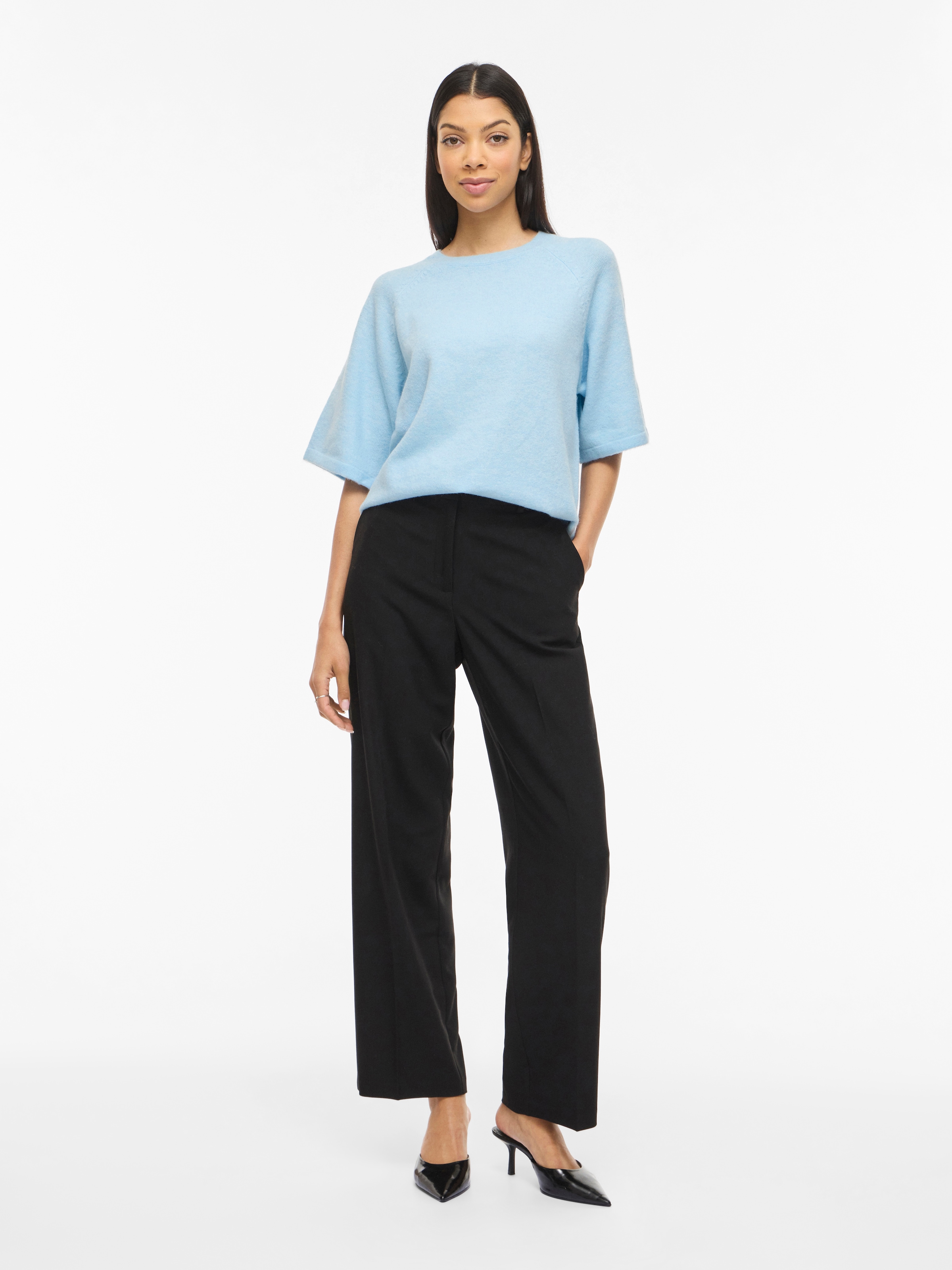 Vila Strickpullover »VILIGA 2/4 O-NECK KNIT TOP - NOOS« Materialmix, relaxed fit