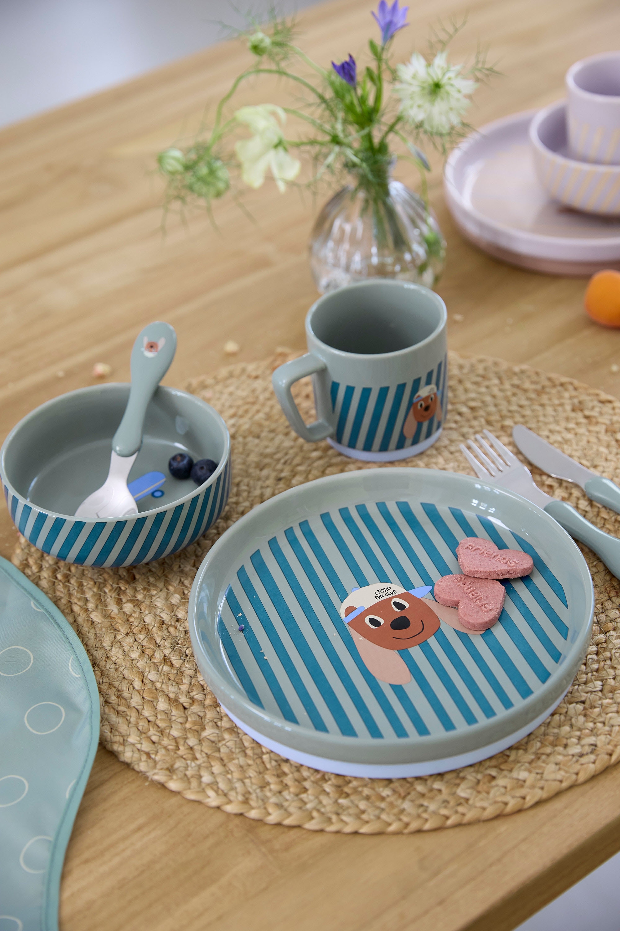 LÄSSIG Kindergeschirr-Set »Tiny Team Dog« mit Silikonring