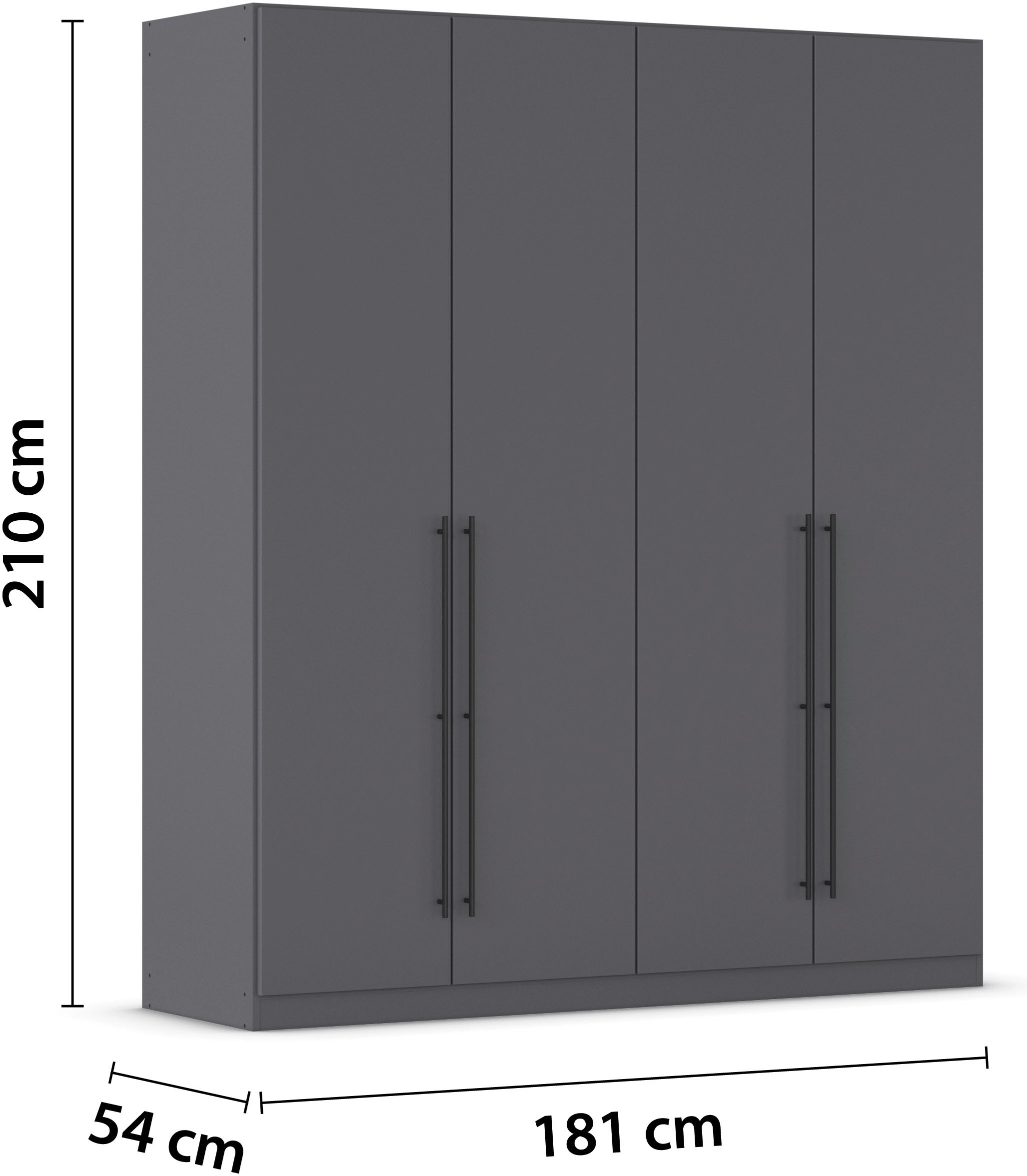 rauch Kleiderschrank »Drehtürenschrank Schrank Garderobe Wäscheschrank Schlafzimmer AVOLA«, (in 3 verschiedenen Ausstattungen BASIC/CLASSIC/PREMIUM), mit hochwertigen Stangengriffen in Schwarz aus Metall MADE IN GERMANY