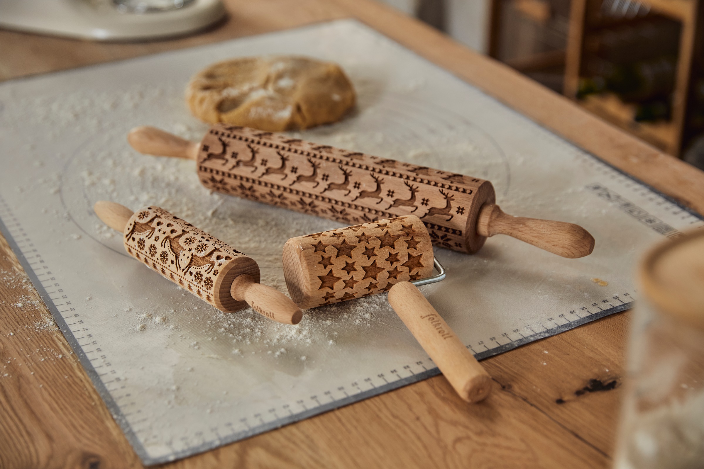 folkroll Teigroller »3D-Motiv-Teigrolle« Skandinavien Weihnacht