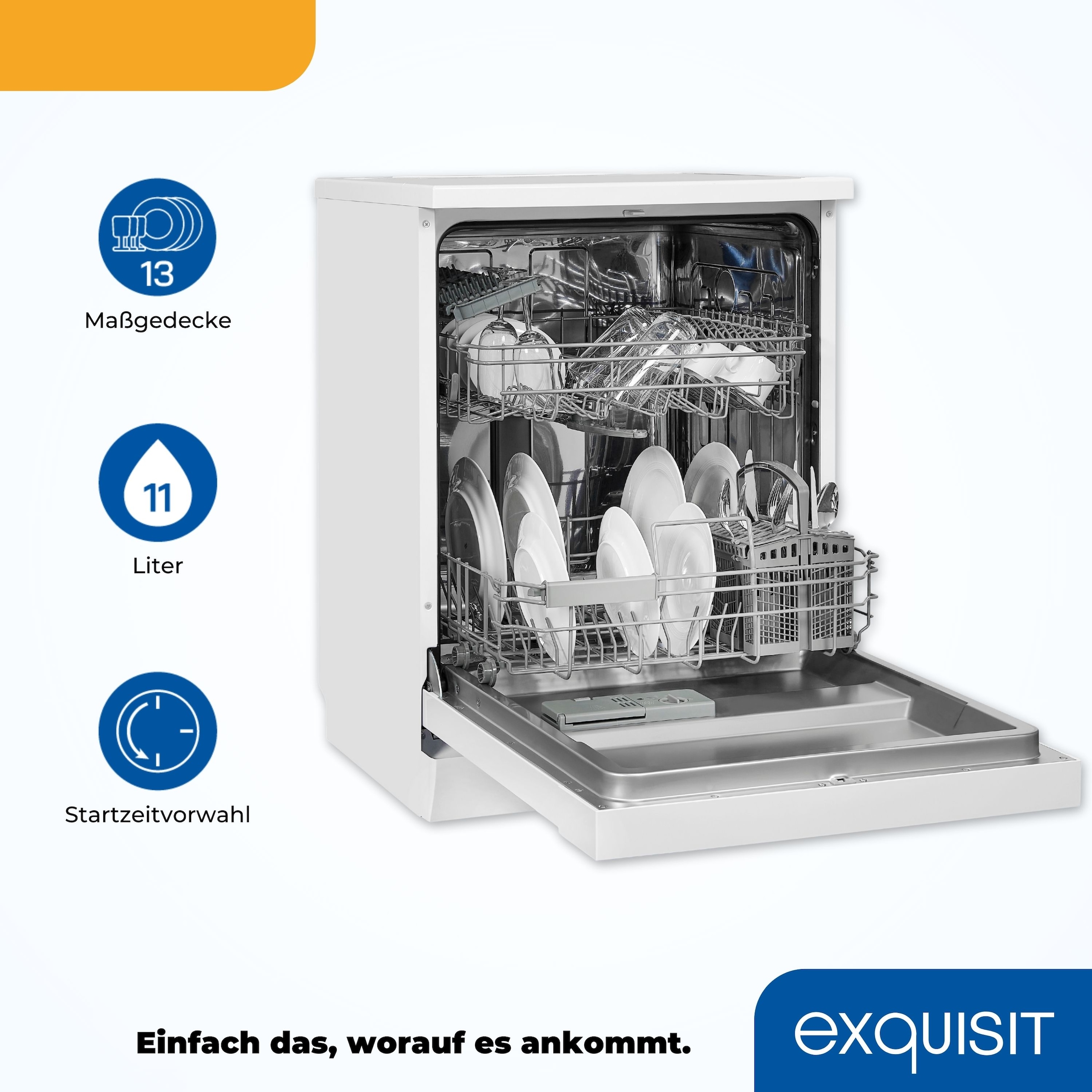 exquisit Standgeschirrspüler »GSP9313-030E weiss«