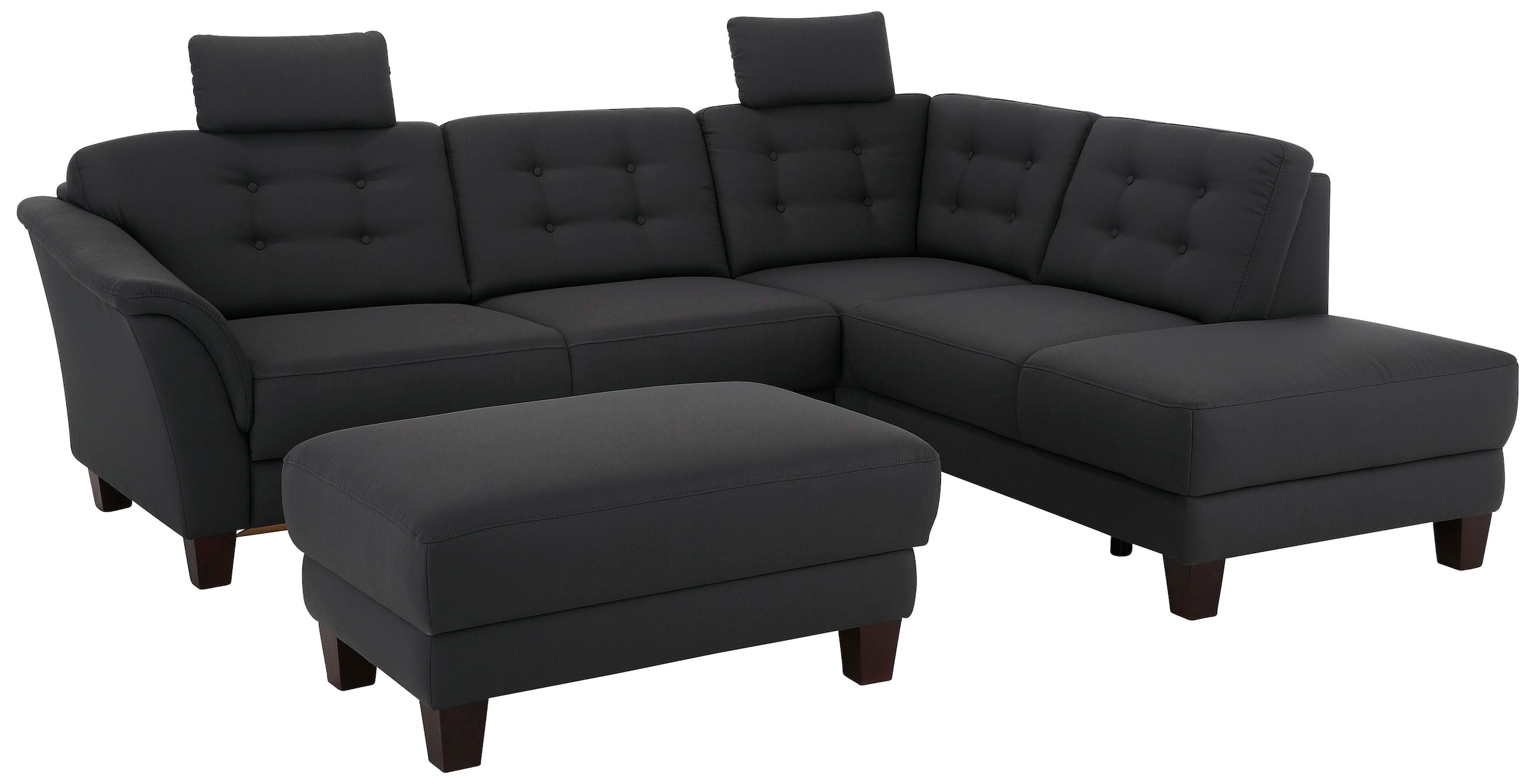 Home affaire Ecksofa »Trondheim L-Form«, mit Federkern und Knopfheftung im Rücken, Füße Buche dunkel