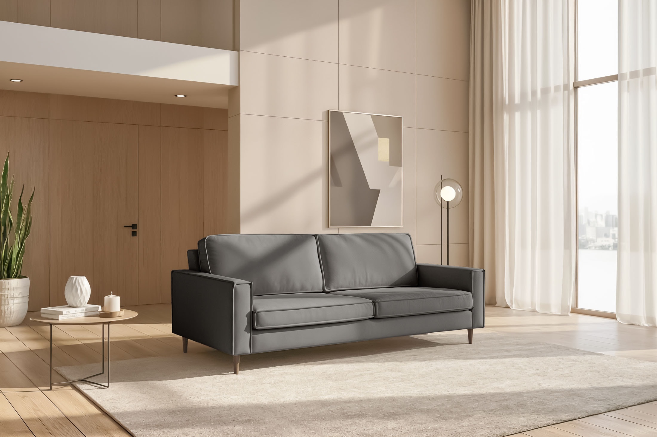 Home affaire 3-Sitzer »Pinto Skandi, 206 cm, Chenille, Struktur« günstig online kaufen