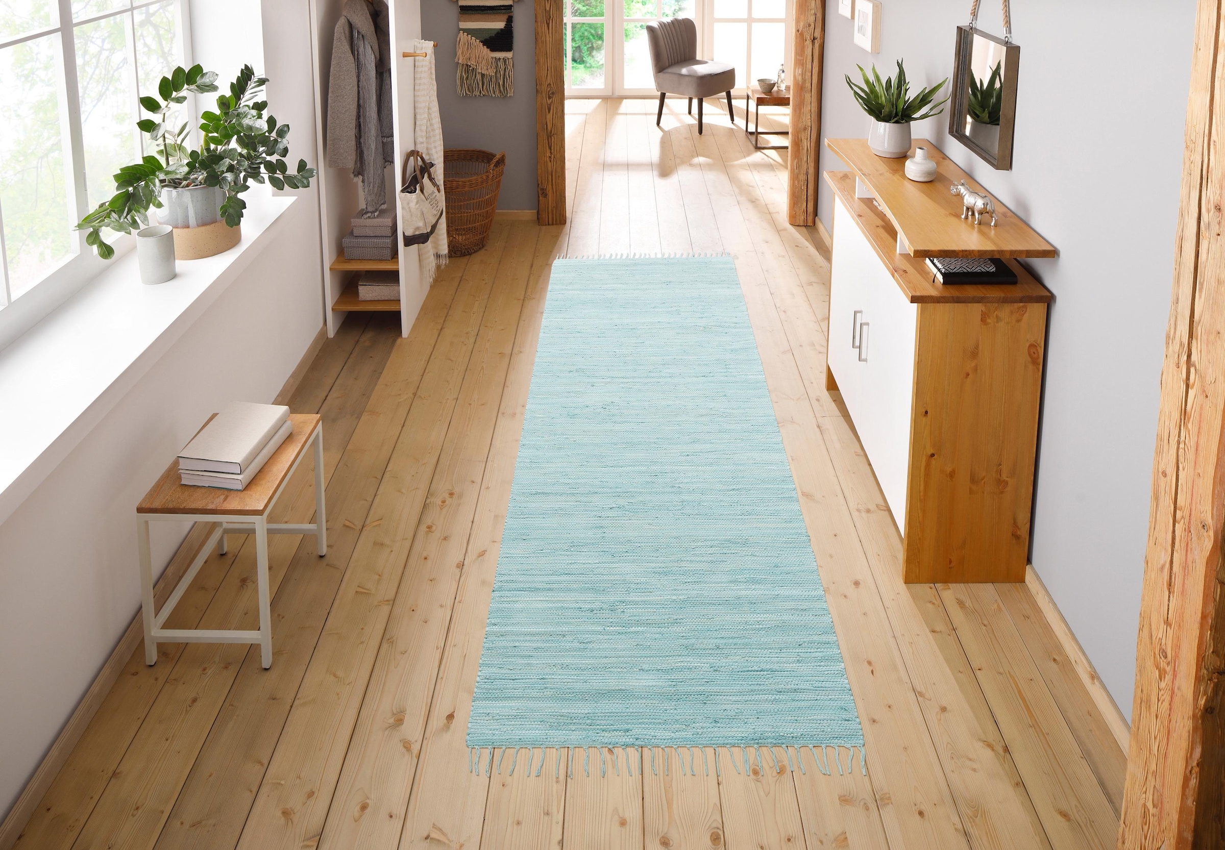 my home Teppich »Paul«, rechteckig, 5 mm Höhe, Wendeteppich, Uni, handgeweb günstig online kaufen