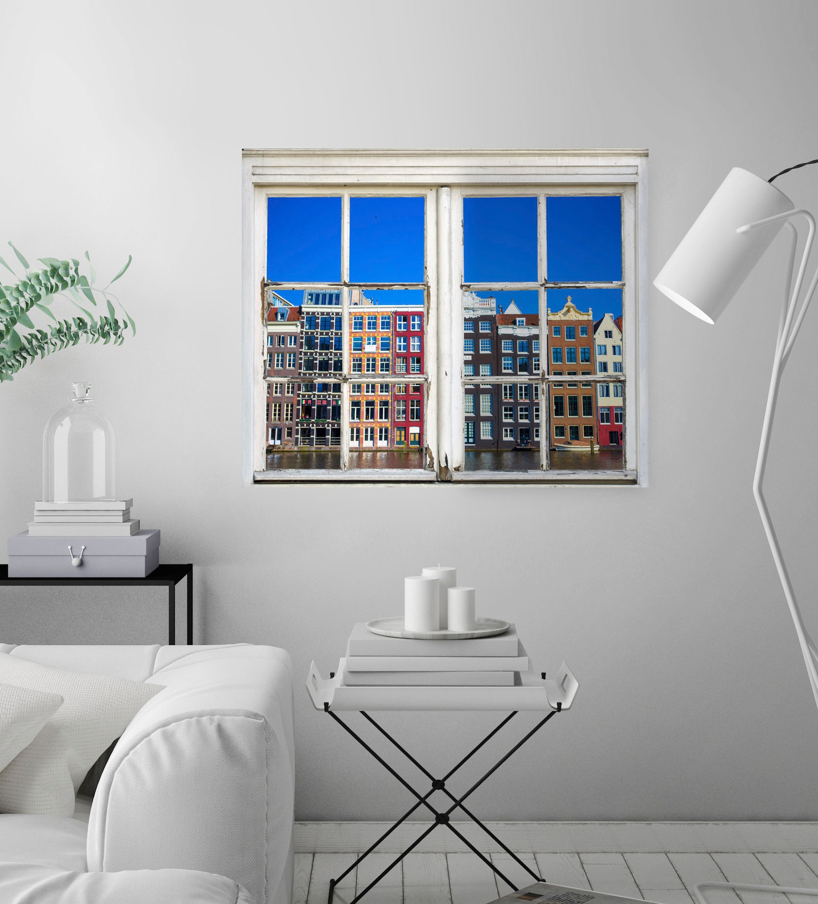 queence Wandsticker »Amsterdam«, Wandsticker, Wandbild, selbstklebend, 3D, Fenster, Amsterdam