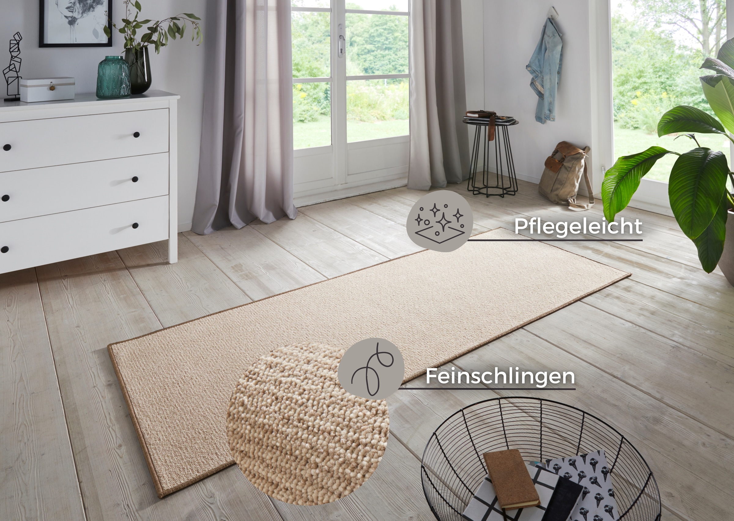 HANSE Home Läufer »Bouclé«, rechteckig, 5 mm Höhe, rutschfest, Sisal Optik, Teppich, Küche, Flur, schlicht, umkettelt
