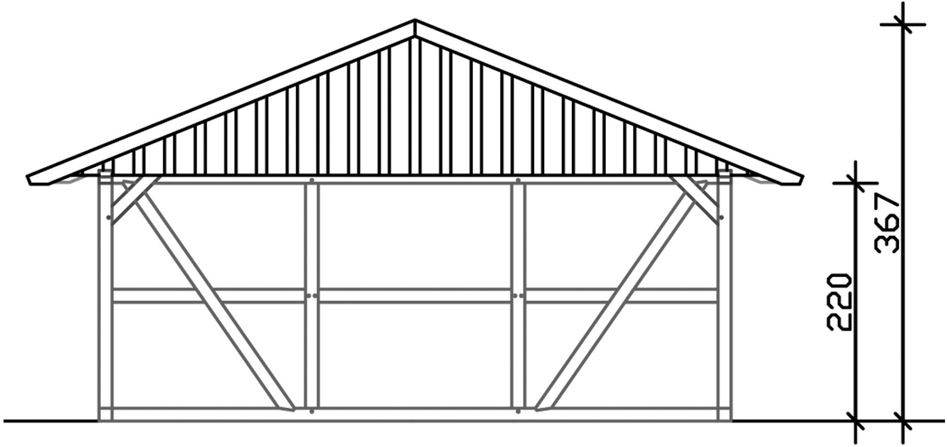 Skanholz Doppelcarport »Schwarzwald«, KVH-Fichte, 560 cm, Natur, mit Rückwand, mit Dachschalung