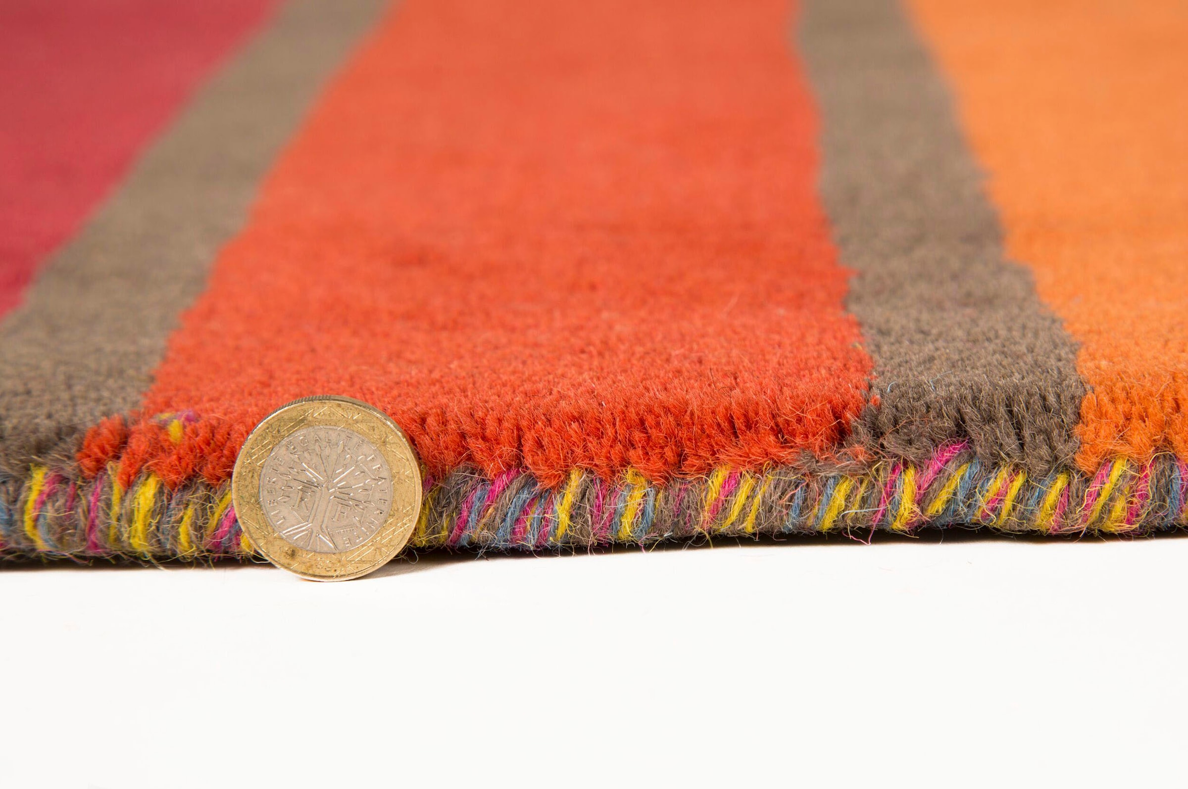 FLAIR RUGS Wollteppich »Candy«, rechteckig, 10 mm Höhe, aus 100% Wolle, Design mit Streifen, mehrfarbig gemustert, bunt