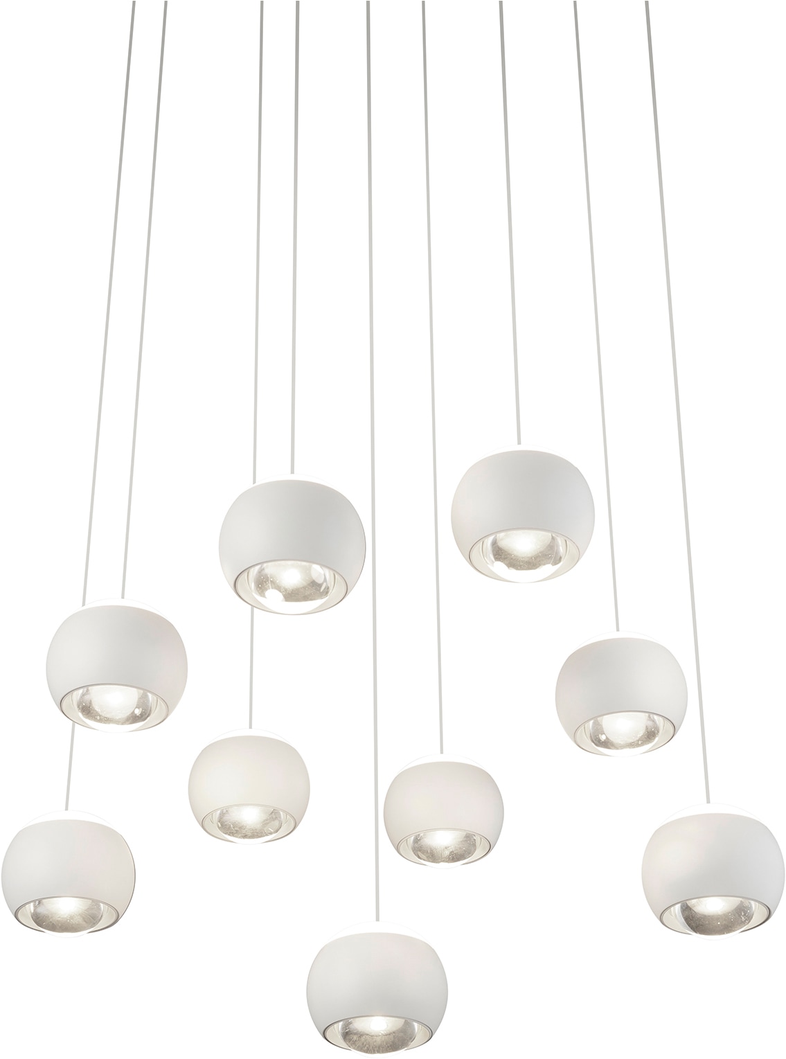 Musterring LED Pendelleuchte »CANNON, 9-flammige LED Hängelampe 5W 500Lumen 2300-4000K CCT« LED-Board 1 Stk. Farbwechsler | warmweiß - kaltweiß mit Fernbedienung, stufenlos höhenverstellbar max 195cm dimmbar Memory