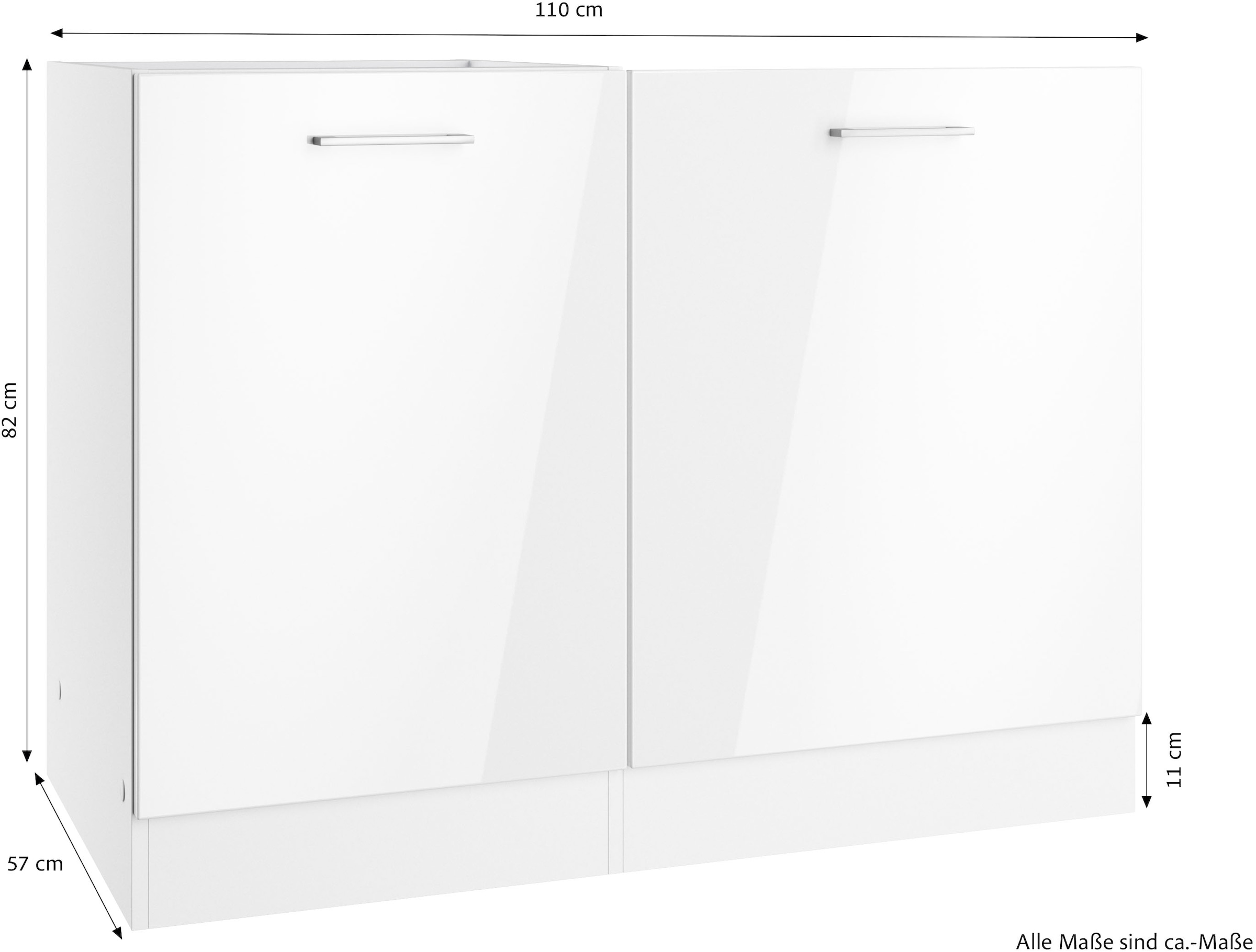 KOCHSTATION Spülenschrank »KS-Milan«, HELD Möbel, Spülzentrum 110 cm, matte oder hochglänzende Fronten