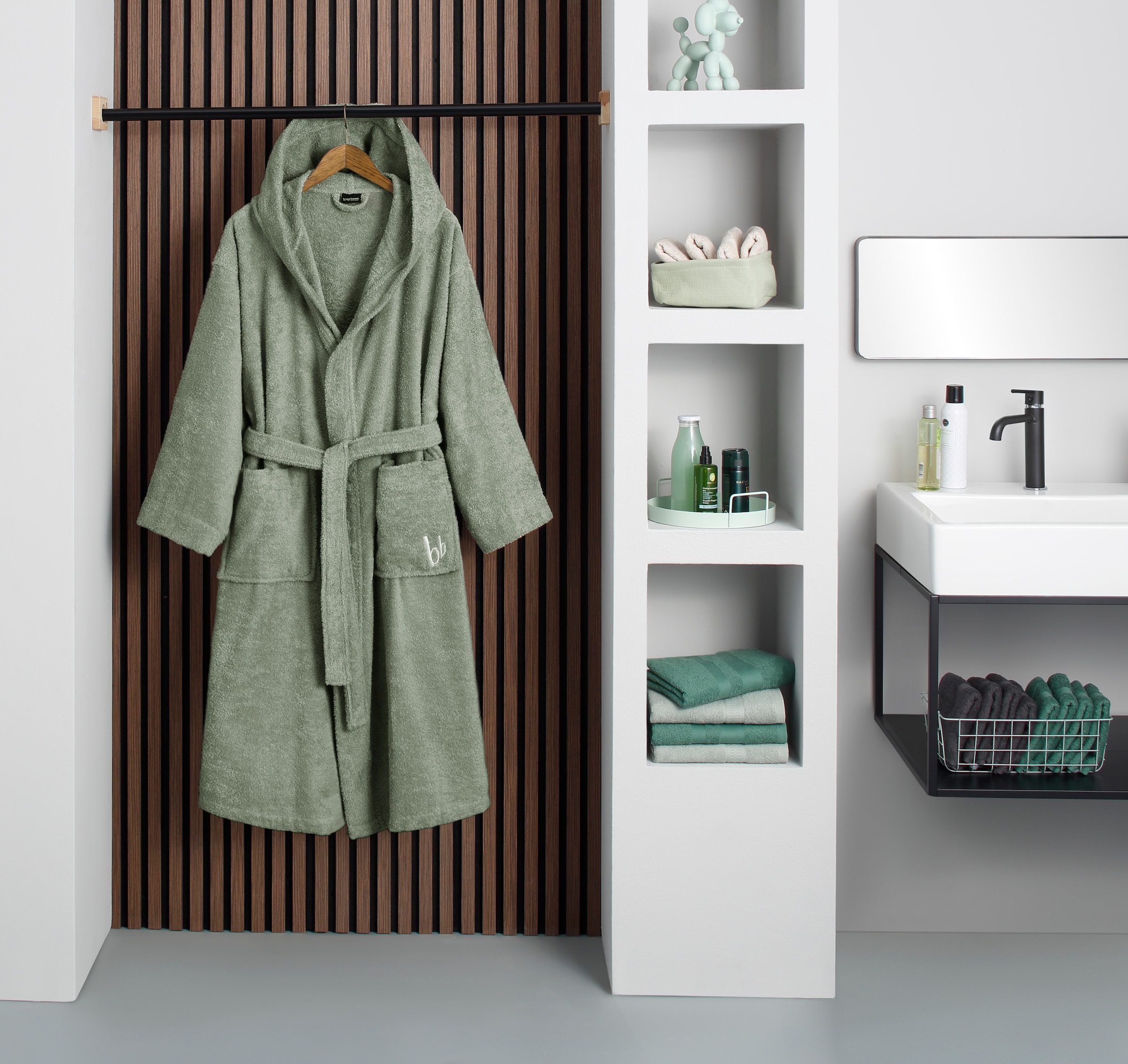 Bruno Banani Unisex-Bademantel »Robby, ideal für Sauna & Spa, Standardlänge & Überlänge« 1 Stk. Damen & Herren Bademäntel, Baumwolle, mit Taschen, Sauna, XS-3XL